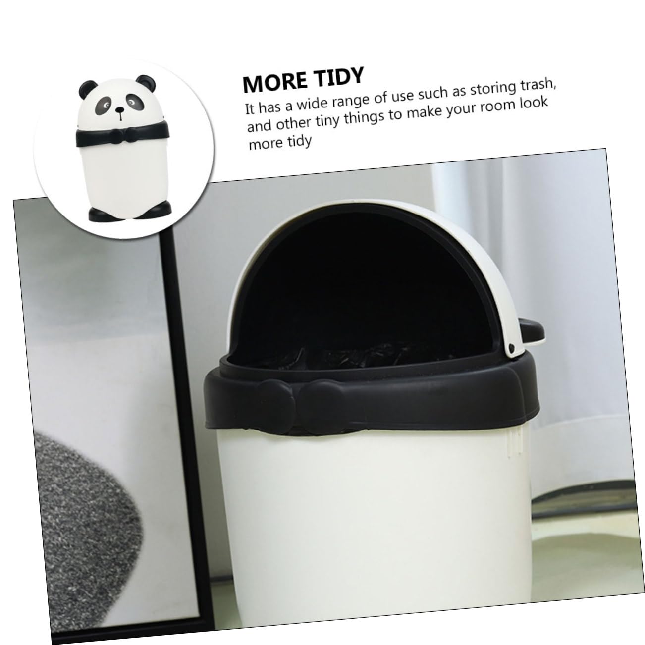 Cartoon Panda Trash Can Small Garbage Bin Creative Desk Trashcan for Boys and Girls Room