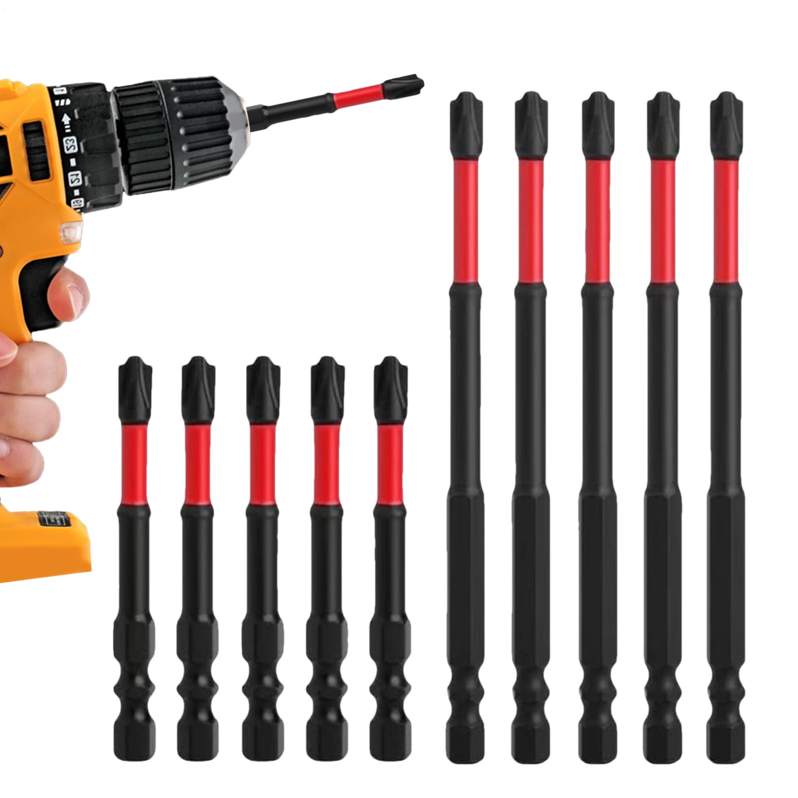 Lot de 10 embouts de visseuse à percussion antidérapants pour électricien