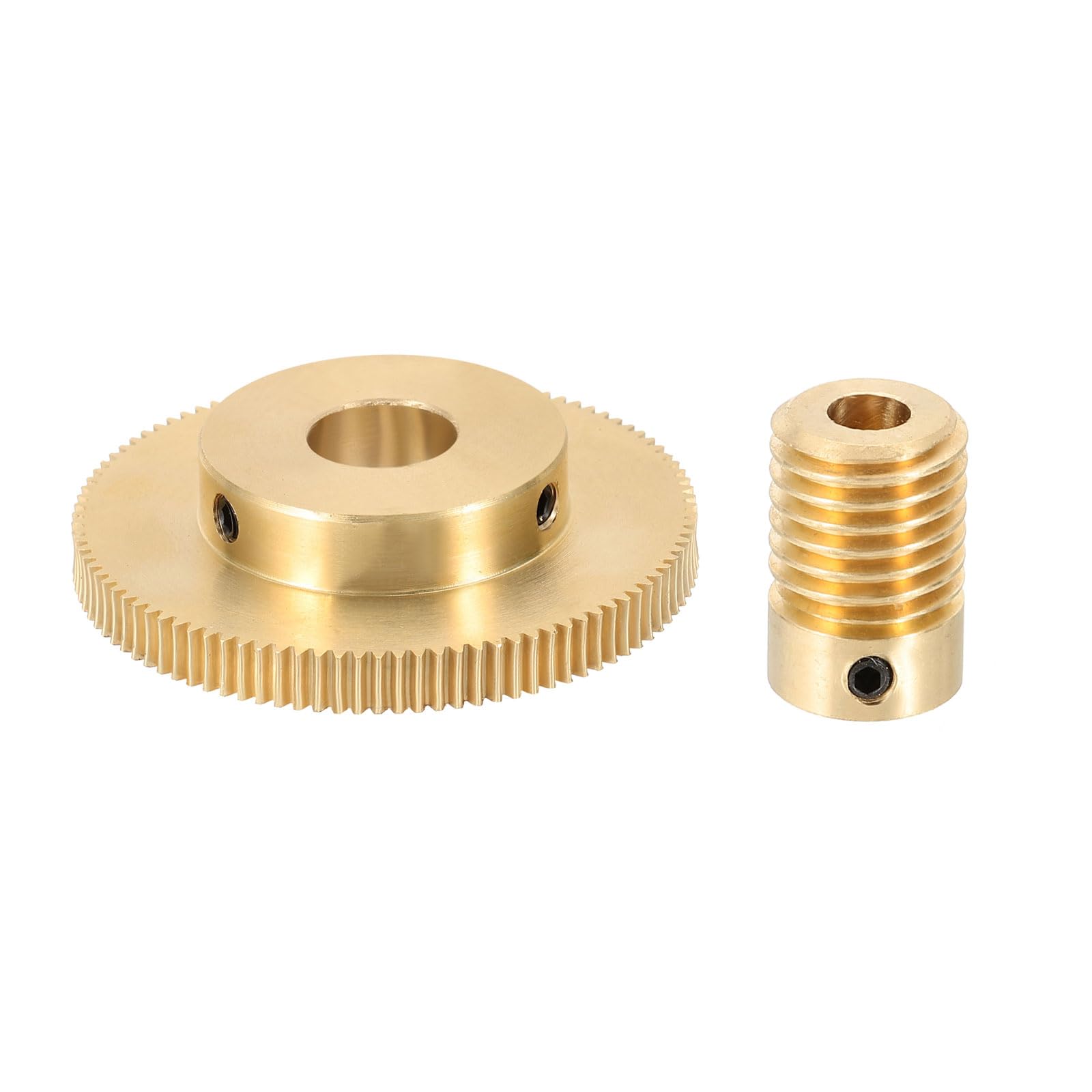 sourcing map Set ingranaggi a vite senza fine 100T 0,5 modulo tasso di riduzione 100:1, rotazione destra, ruota del cambio per ridurre la parte di trasmissione (ingranaggio in ottone, foro da 12 mm