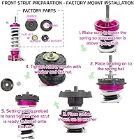 Vista 9 de Godspeed MSS0128 MonoSS Kit de bajada de coilover totalmente ajustable, altura de paseo, tensión de resorte y amortiguación de 16 clics, compatible