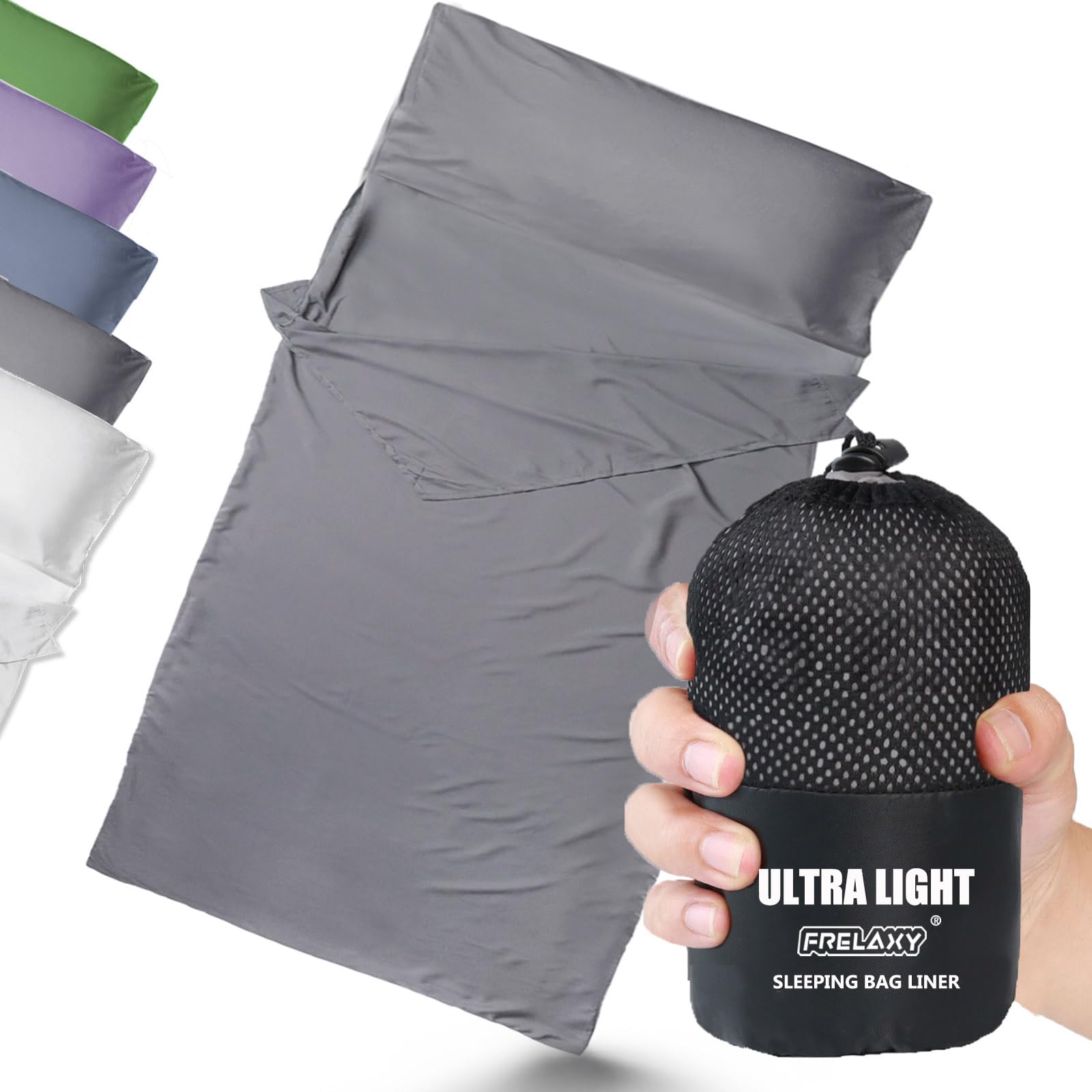 Frelaxy Ultralight Sleeping Bag Liner - Lighter & Compact, 3 Sizes Travel Sheets & Adult Sleep Sack, Comfy Breathable & Cooling & Silky Soft,