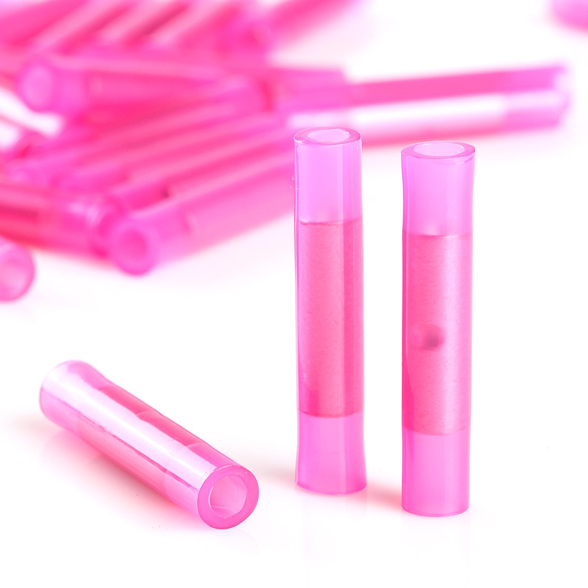 MAS NEW Seamless Nylon Insulated Butt Connectors Red 22/18 Gauge (100 Pack)