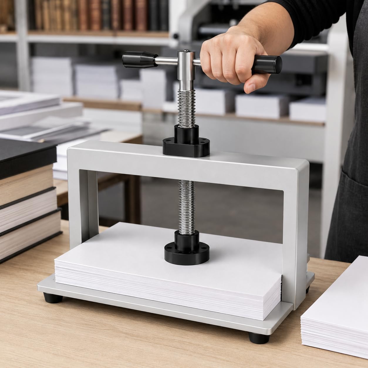 Macchina da stampa manuale resistente per carta, pressione 1500 kg, per rilegatura e appiattimento documenti A3, A4, ideale per l'elaborazione delle fatture