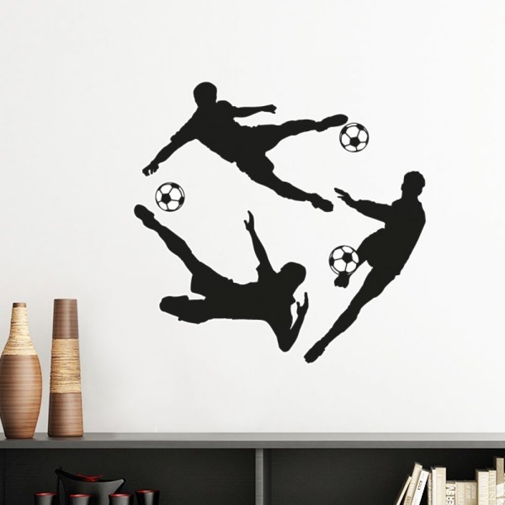 Sticker football silhouette sport vert 60cm en papier peint amovible