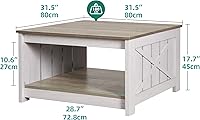 Vista 2 de YITAHOME Coffee Table Farmhouse Coffee Table with Storage Rustic Wood Cocktail Table, Square Coffee Tables for Living Meeting Room with Half Open