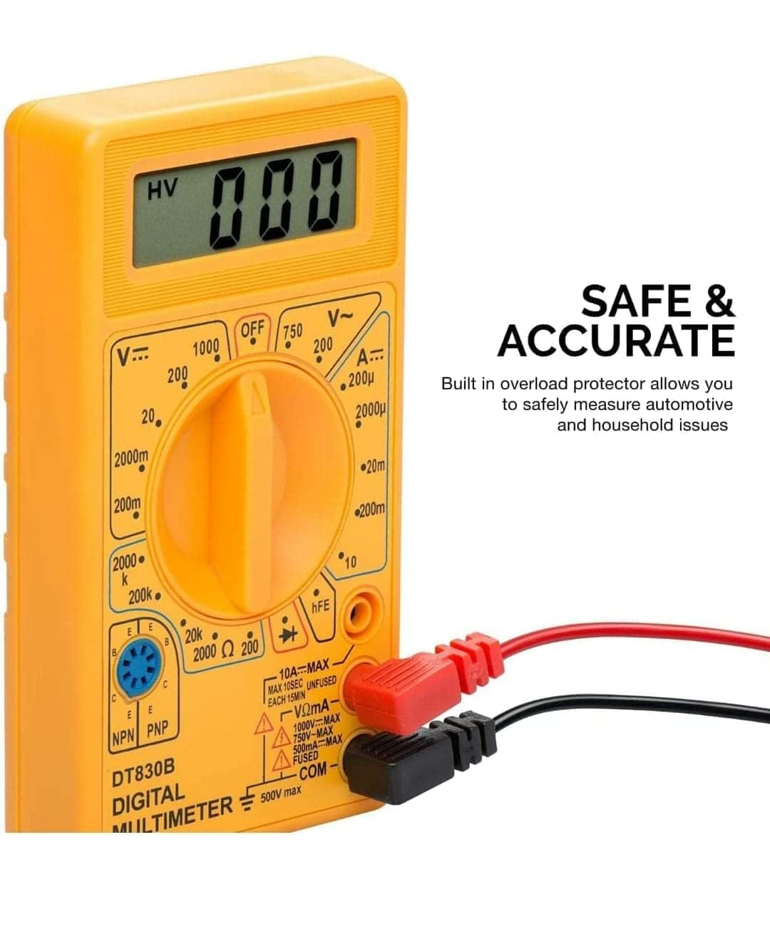 SP Electron MAS830L Digital Multimeter | AC/DC Voltage, DC Current & Resistance Meter with LCD Display | Portable Electrical Tester for Home, DIY Electronics 2