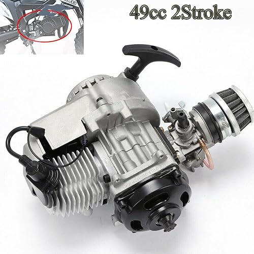 Miniatura 2 de DOONARCES 49CC 2 Stroke Engine Motor for Mini Moto Pocket Mini Dirt Bike Quad Scooter ATV 49cc Pull Start Mini Motorcycle Engine Complete Kit 1.3HP,