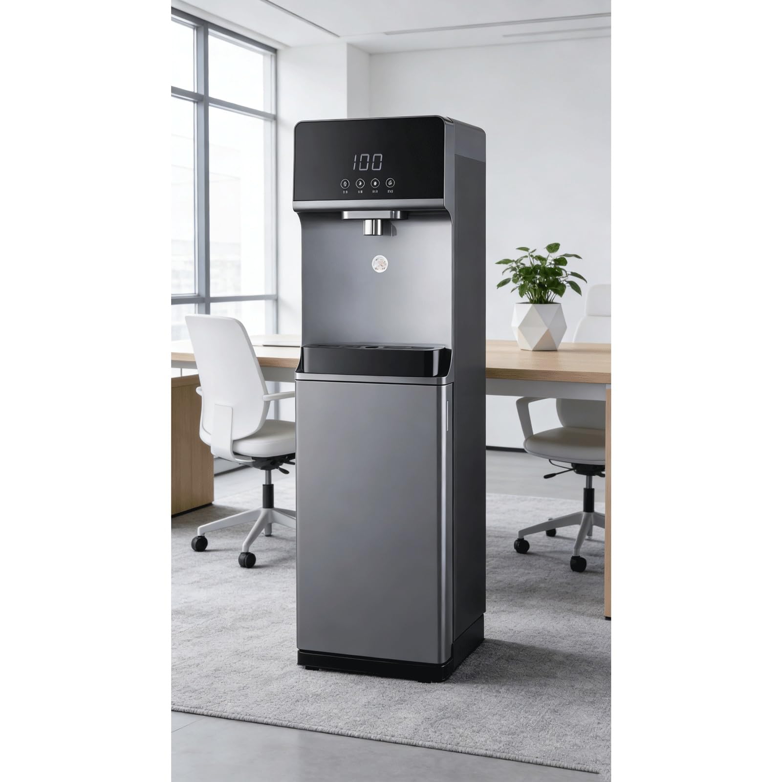 Bodenstehender Wasserspender Mit Intelligenter Kindersicherung,Heiß-/Kaltwasserkühler,einstellbare 5-Segment-Temperatur for Wohnzimmer,Büro,gewerbliche Nutzung,EIS Und Warm(Grey)