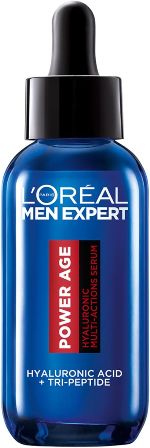 L'Oréal Men Expert Power Age Serum, Multi-action Serum for Men, Hyaluronic Acid Smooths, Firms, Revitalises Skin, Reduces Signs of Aging for Healthy-Looking Skin, 30ml