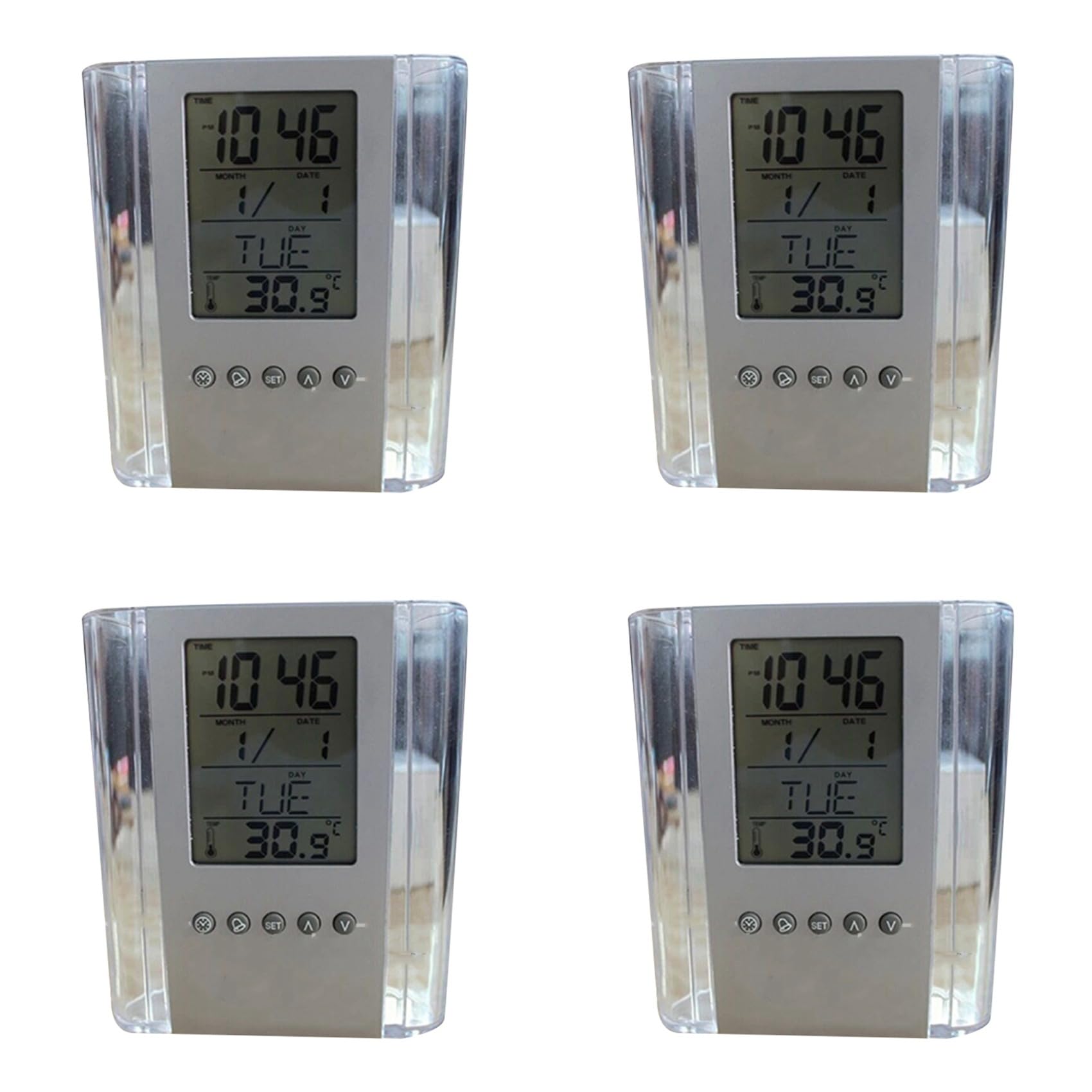 Hndhbfgrt 4X Calendar Pen Clock Electronic Pen Clock Cylinder Electronic Alarm Clock