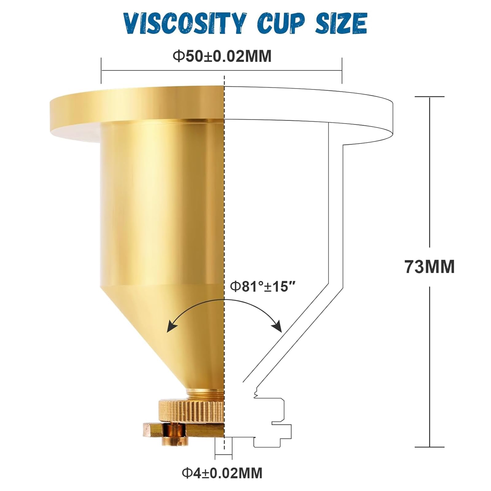 Copa De Viscosidad De Flujo, 100 ± 1 Ml, 4 ± 0,02 Mm, Copa De Viscosidad, Copa Ford, Viscosímetro, Aplicable para Medir Recubrimientos con Un Tiempo De Salida Inferior a 150 S