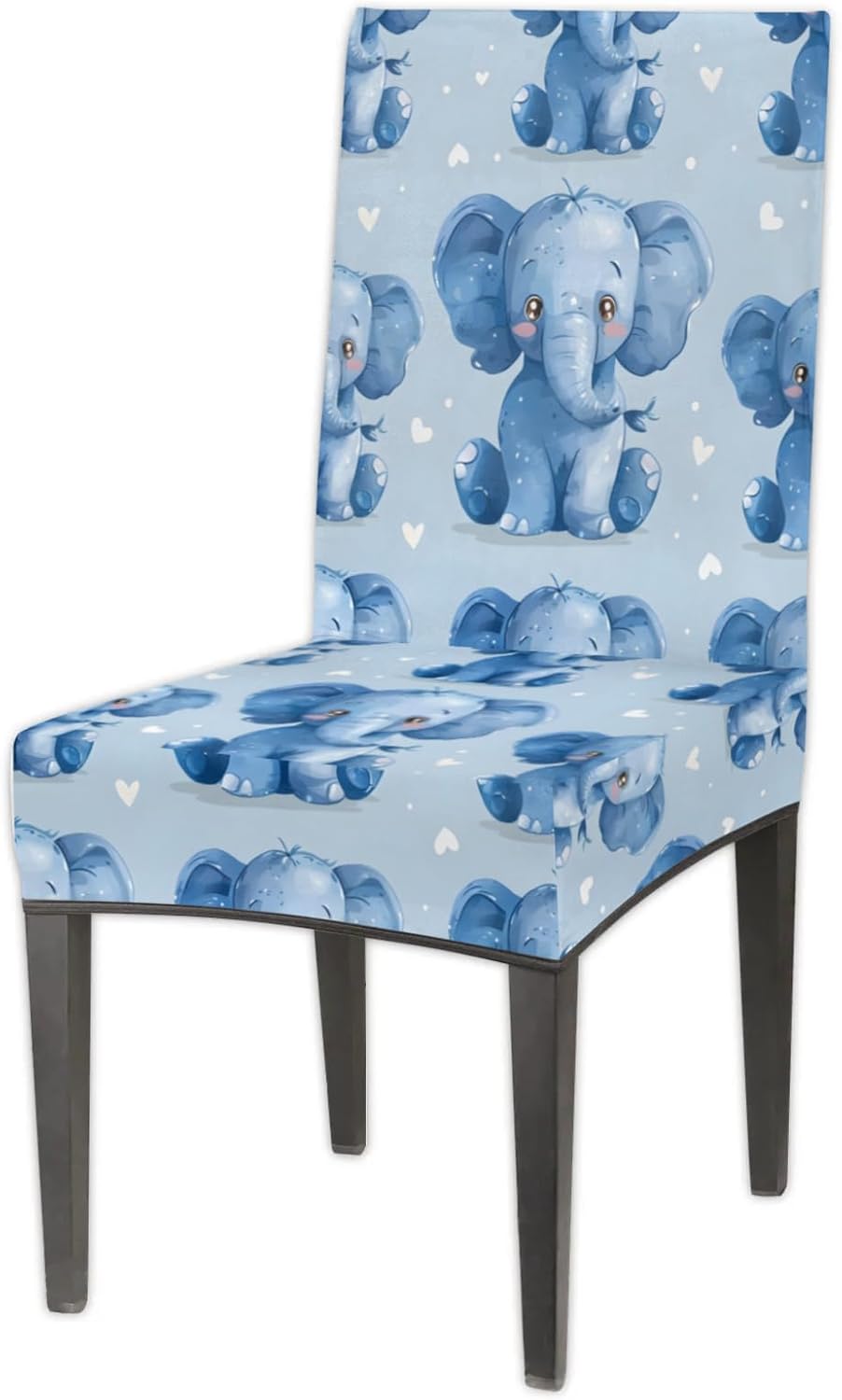 QsirBC Cute Elephants Love Stretch Dining Room Chair Covers Set of 6 Chair Slipcovers Removable Washable Kitchen Seat Covers Chair Protectors for Hotel Party Wedding