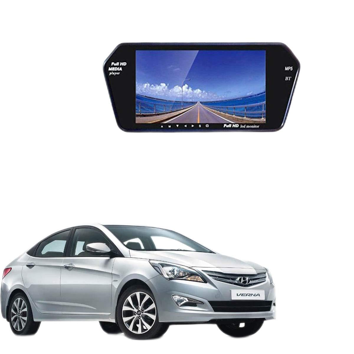 Autokraftz 7-inch LCD Full HD Wide Screen Bluetooth Car Screen with Camera for Hyundai Fluidic Verna (Black)