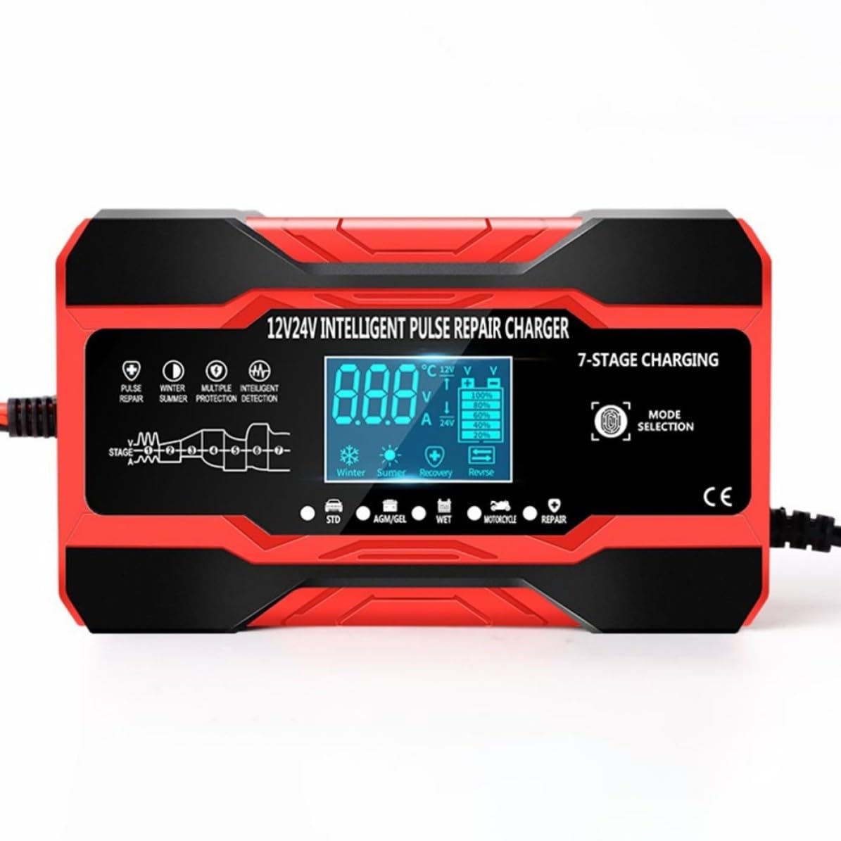 Caricabatteria da Auto e Moto V24v Intelligente Display Digitale