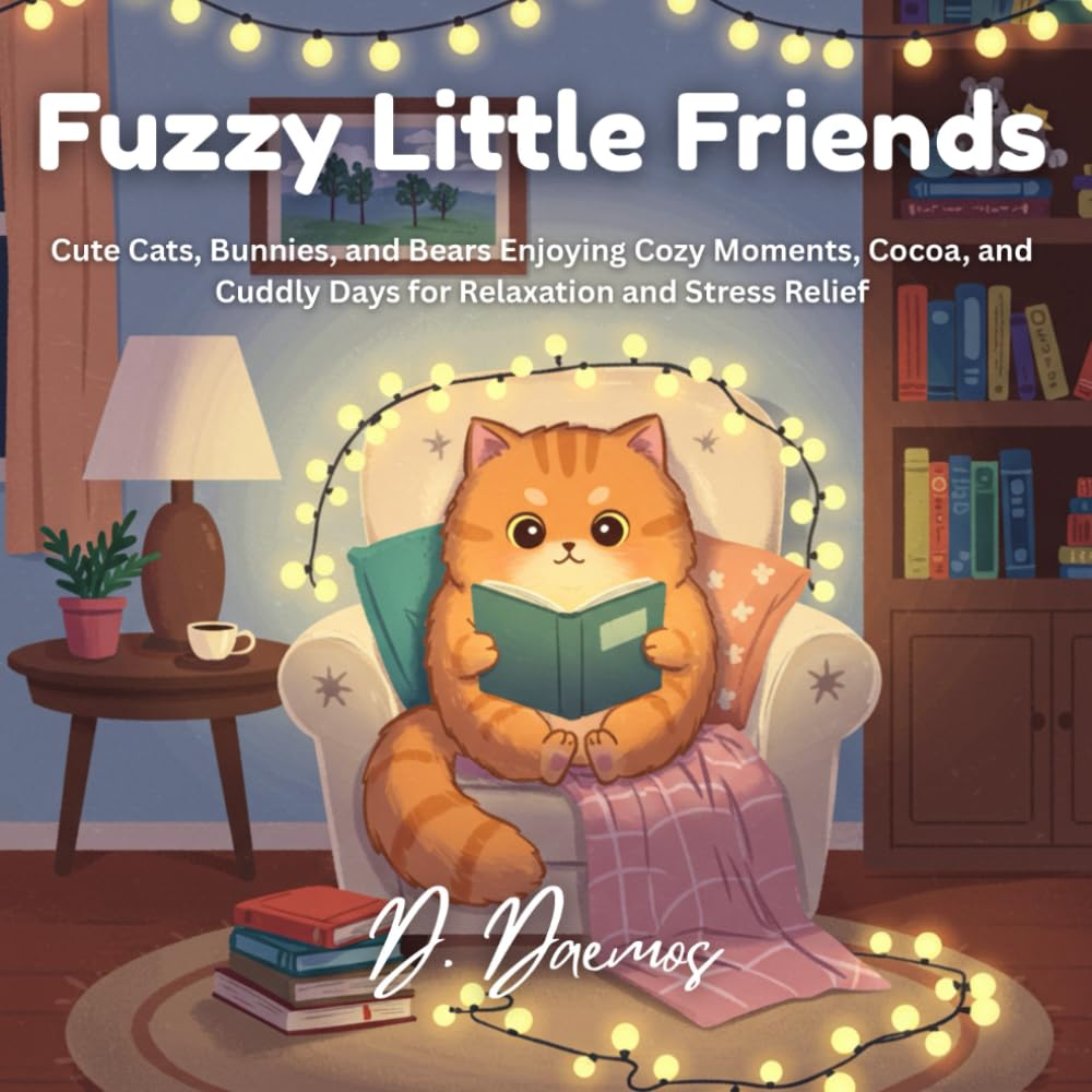 Fuzzy Little Friends: Cute Cats, Bunnies, and Bears Enjoying Cozy Moments, Cocoa, and Cuddly Days for Relaxation and Stress Relief