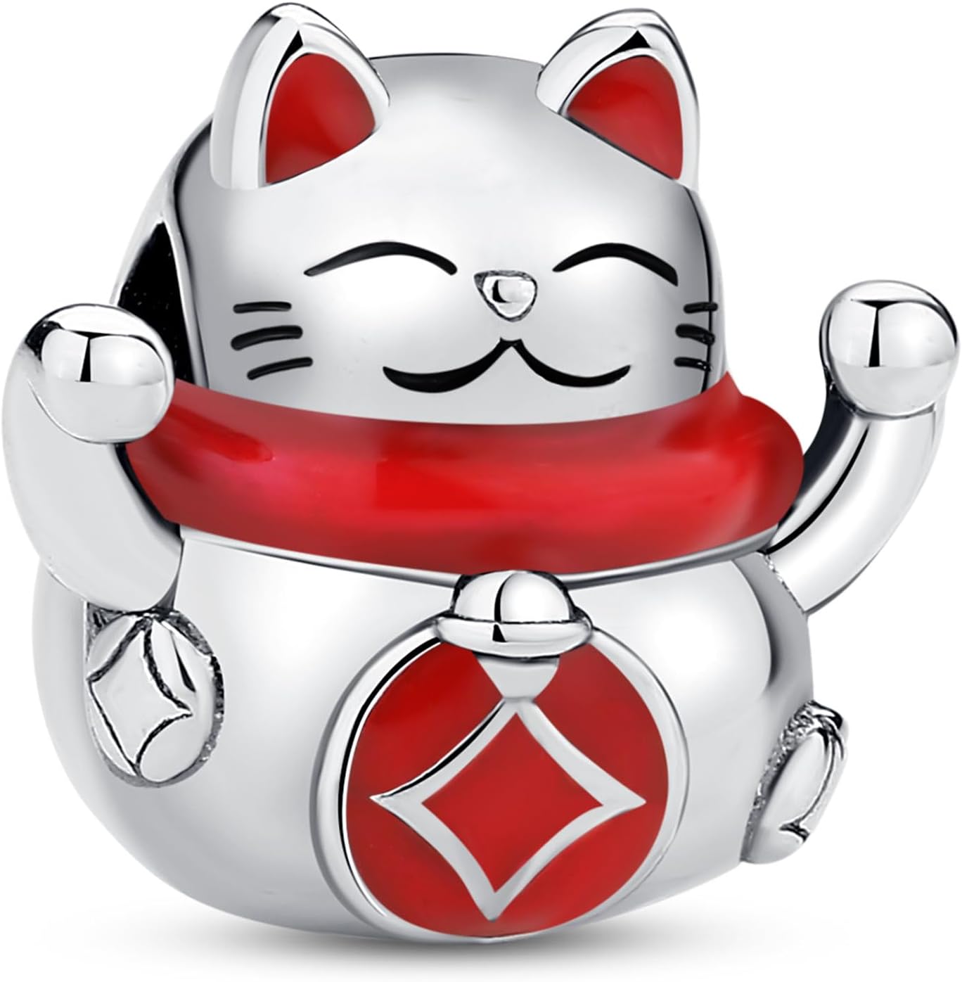 Nbsameng S925 Sterling Silver Charms Bead Compatible for Pandora Bracelets and Necklaces，lucky cat