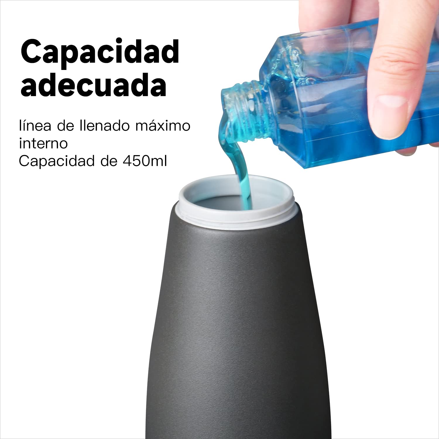 AIKE AK1062 Dispensador de jabón de Cocina de 450 ml, dispensador de jabón líquido de Acero Inoxidable, Herramientas de Cocina Negro Mate