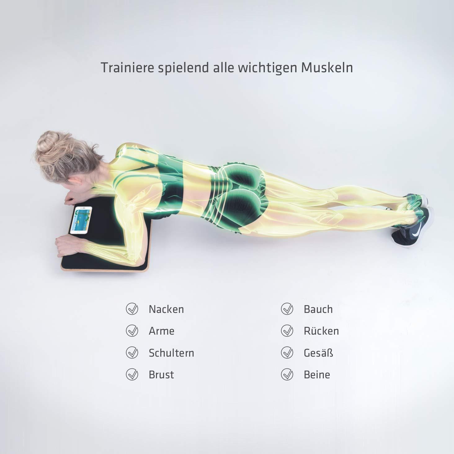 Plankpad STUDIO – interaktiver Ganzkörper-Trainer & Balance Board – Home Fitnesstrainer Made in Germany inkl. Smartphone-App mit Spielen & Workouts
