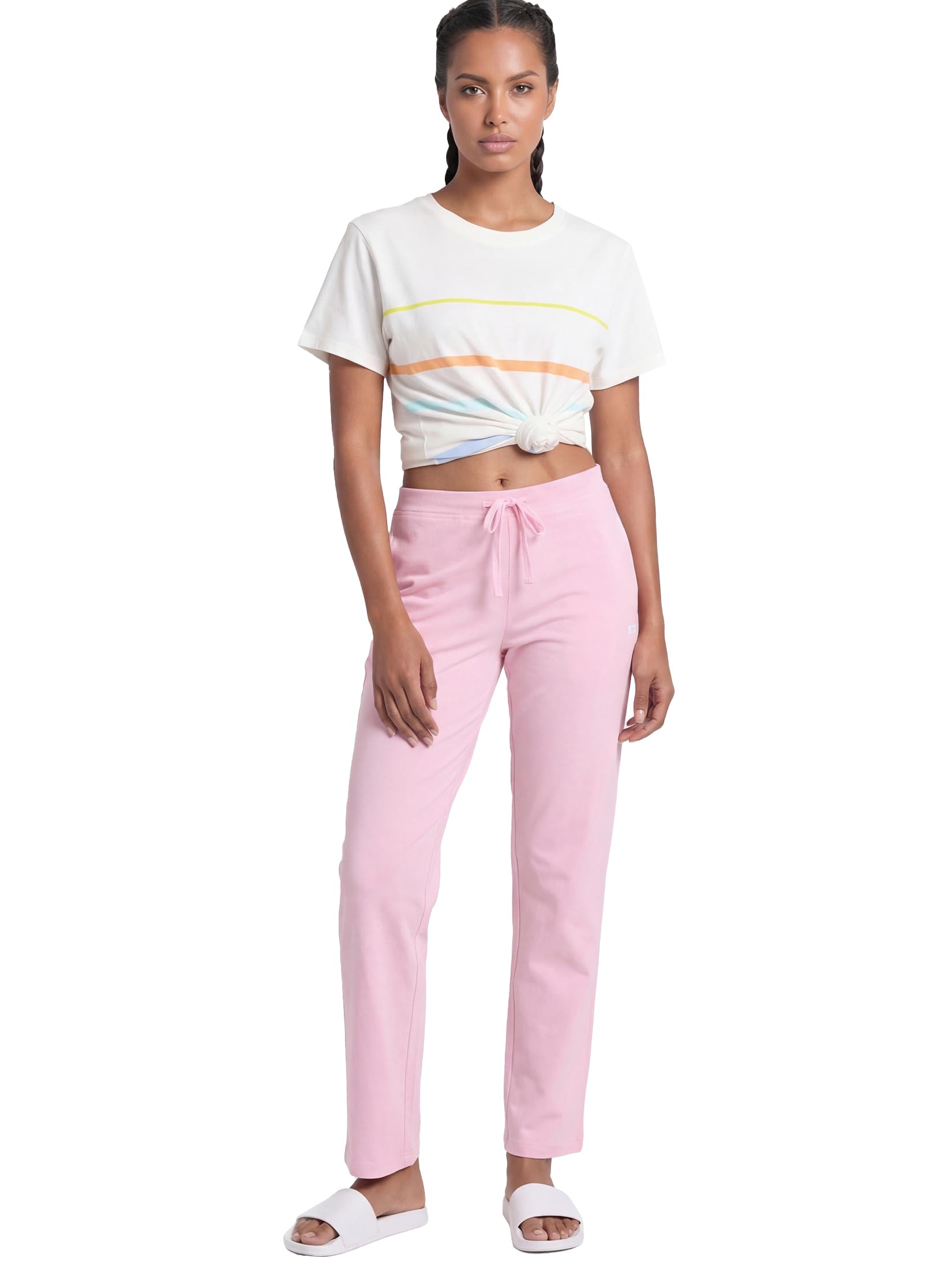 womens Enamor Mid Rise Regular Length Drawstring Closure Lounge Pants For Women - Slim Fit, Soft and Breathable Stretch Cotton - E014-picture-32