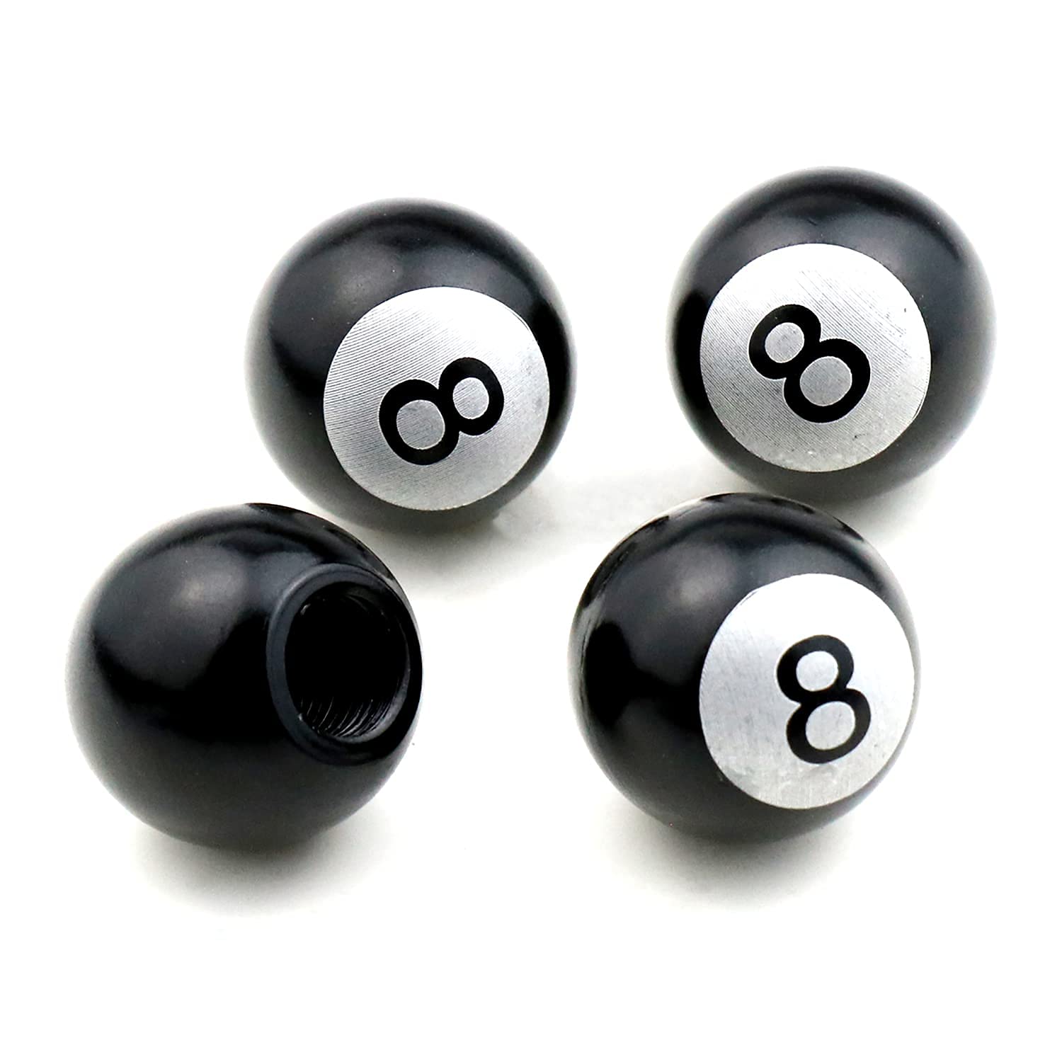 Valve Caps Aluminum 8 Ball Cars Tires Valve Stem Caps Cover Dustproof Fit Most Vehicle SUV Bike Trucks Motorcycles 4 Pcs/Set (Black)