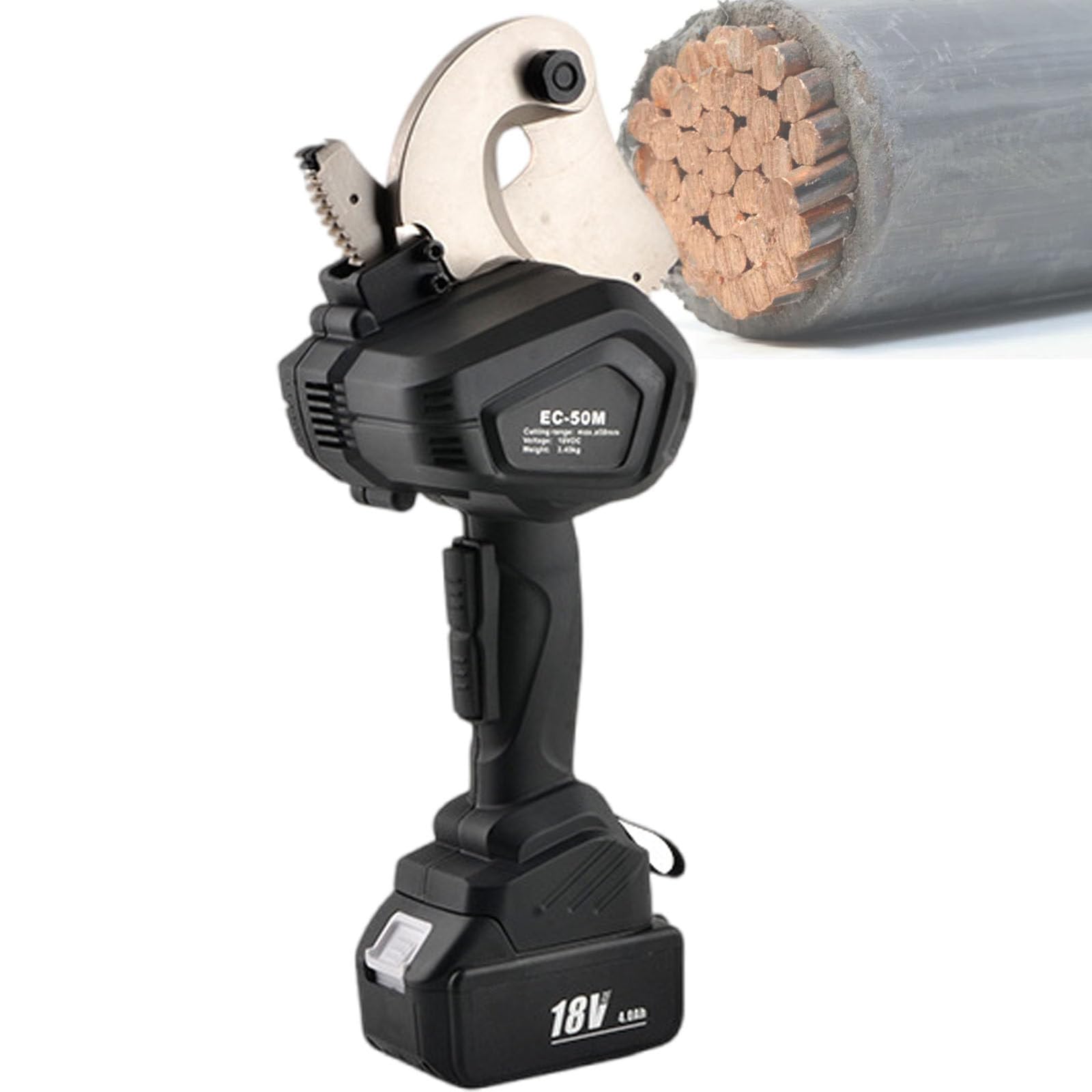 Cortador de cables de trinquete portátil, herramienta de carga compacta con cepillo de limpieza para cables de cobre y aluminio, corte de cables blindados, tamaños de 50 mm, 65 mm, 75 mm