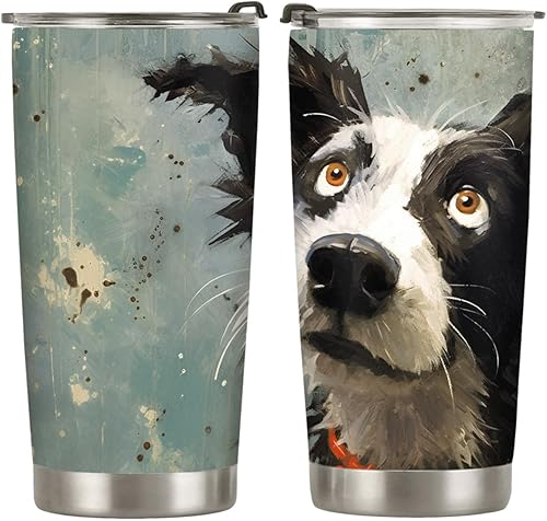 ORCAE Border Collie - Regalos de 20 onzas para los amantes de Border Collie, regalos de café, divertidos, frescos, lindos vasos de perro Border