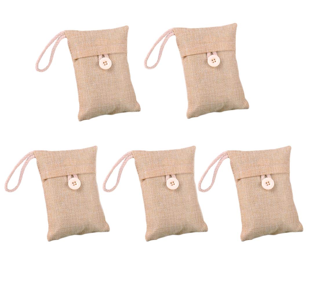 Carbón De Bambú Purificadores De Aire, Bolsas De Carbón Activado Absorbedor De Olores Refrescantes Del Absorbedor De Humedad Para El Hogar, Coches, Etc (Paquete De 5, 100 G Cada Una)