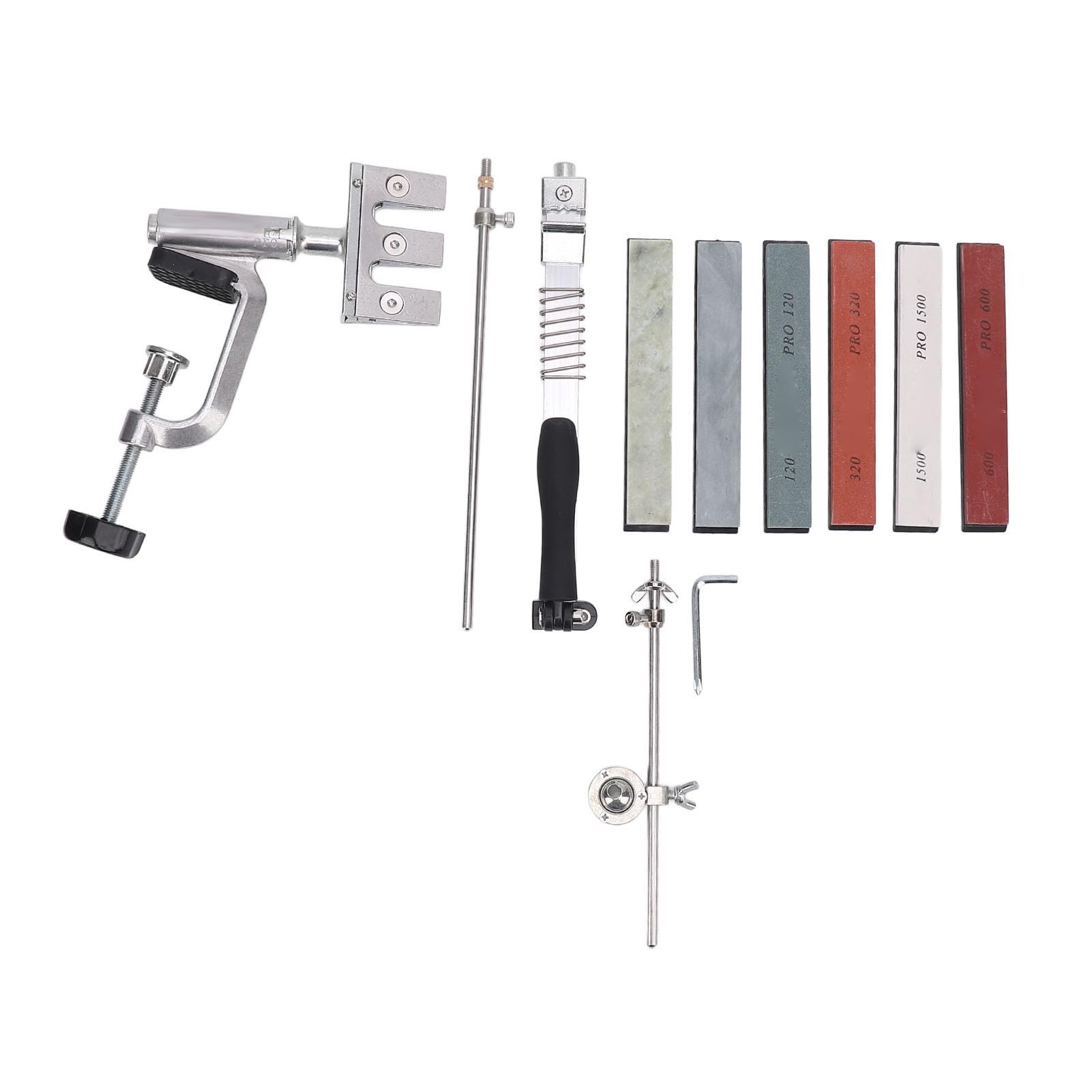 Kit per Affilare 6 Coltelli per Pietra Affilatore Reversibile a 360° con Corpo in Alluminio Pressofuso e Bloccaggio Rapido per Coltelli da Chef da Cucina