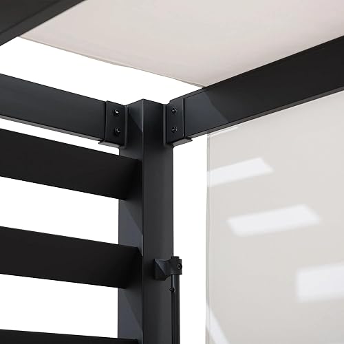 Miniatura 8 de SUNJOY Outdoor Pergola 10 x 12 ft. Steel Pergolas with White Adjustable Shade and Privacy Screen for Backyard, Garden Activities