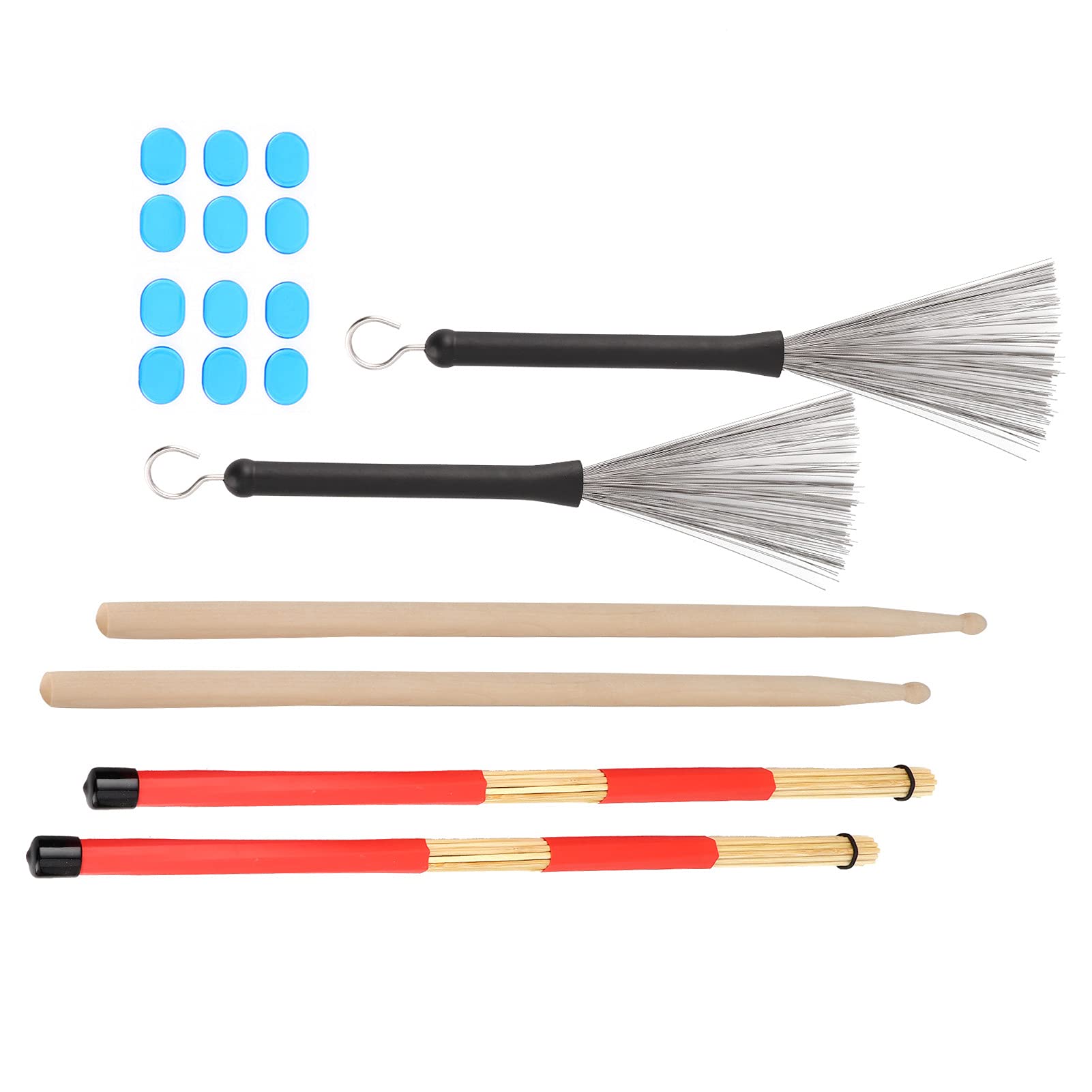 VGEBY Drumstick Kit Rute Brush Damper Drum Set Musikinstrument Spielzubehör mit Tasche (M02761 blau) VGEBY2mn1dekr0y-12