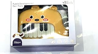 بازل بيانو تنموي بتصميم دب، لعبة موسيقية تعليمية للأطفال الصغار بعمر 19 شهرًا فما فوق، أصفر