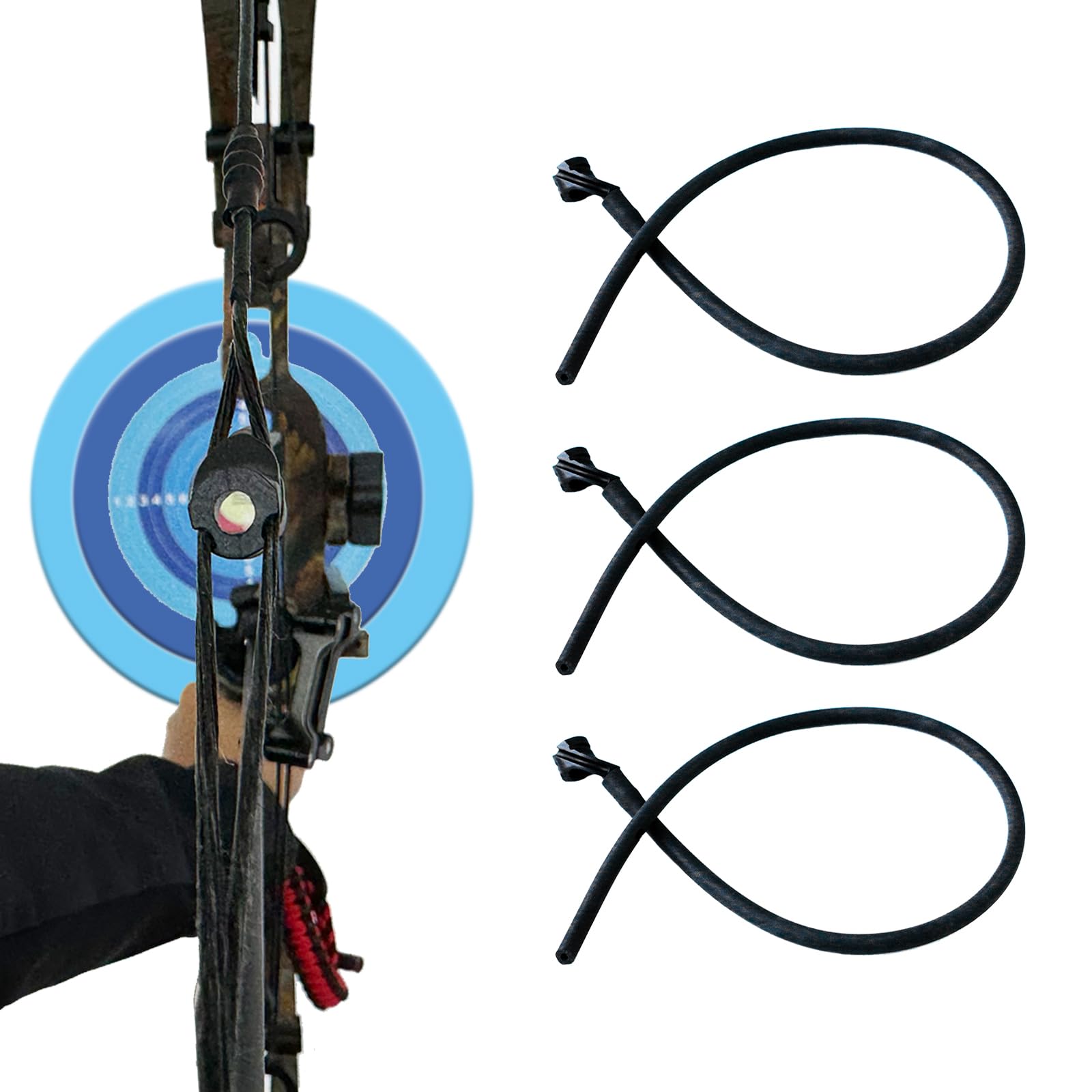 Luoyer 3 PCS 3/16” Archery Peep Sights for Compound Bow Self Aligning Anti-Glare Bow Peep Sight with Stretchable Rubber Tubing Replacement Black