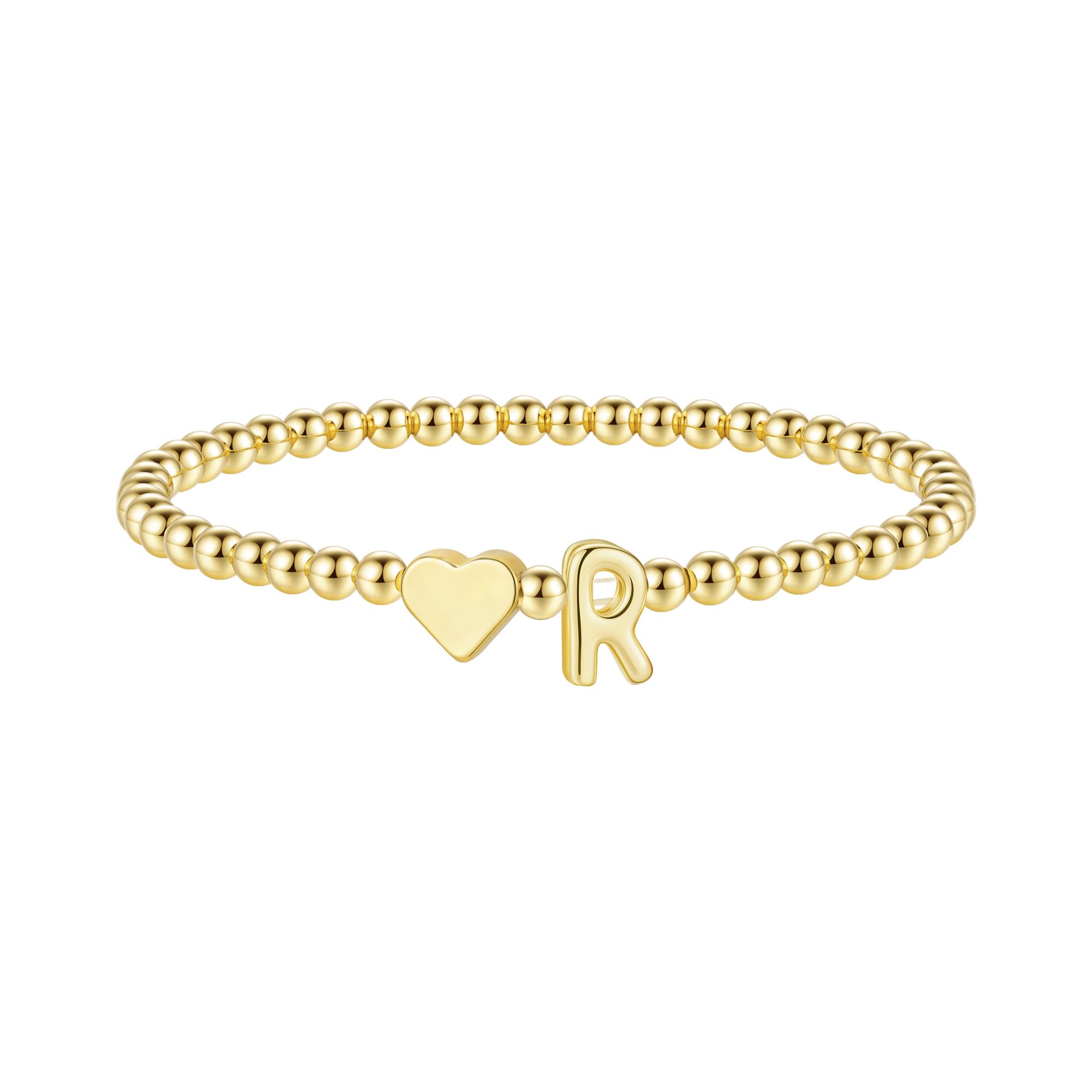 TINGN Armband Damen Gold - 14K Gold Vergoldet Herz Buchstaben Armband A-Z Perlenarmband Armbänder Personalisierte Geschenke Geburtstagsgeschenk für Frauen Mädchen Mama Freundin Geschenk Schmuck Damen