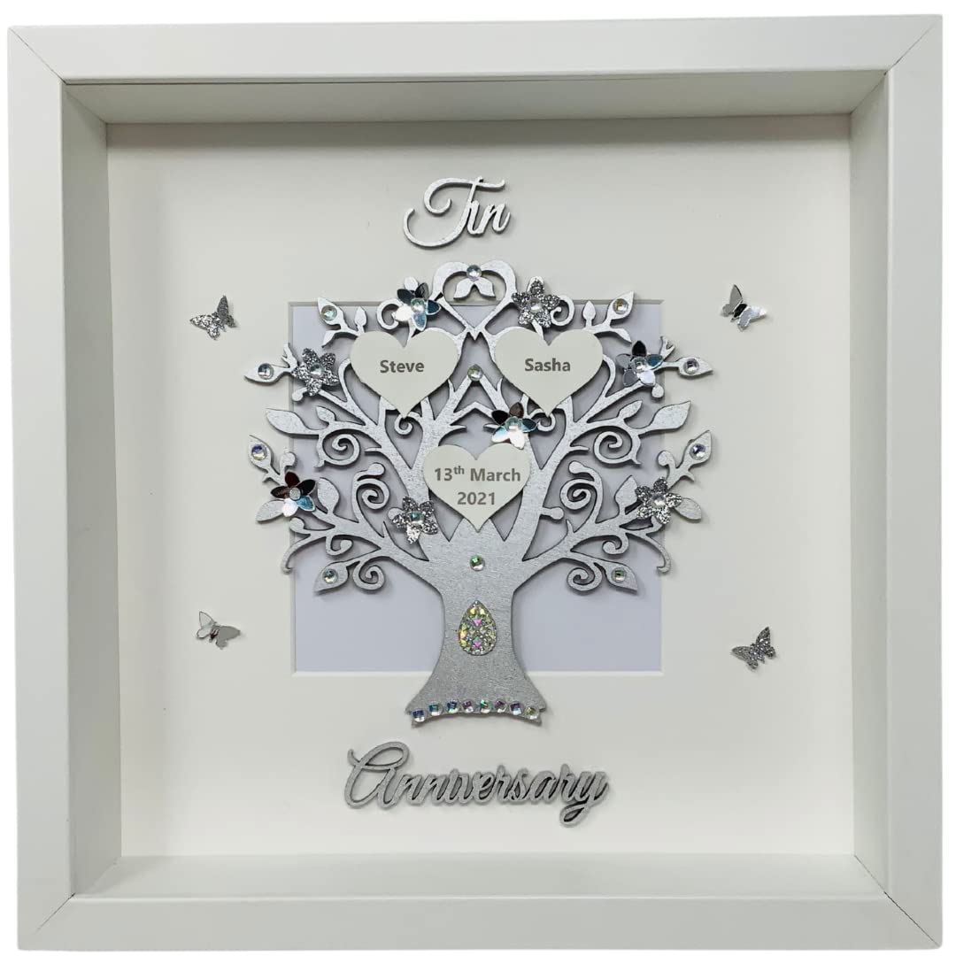 10th Anniversary for Husband Wife Her Him Personalised Handmade Family Tree Picture Frame