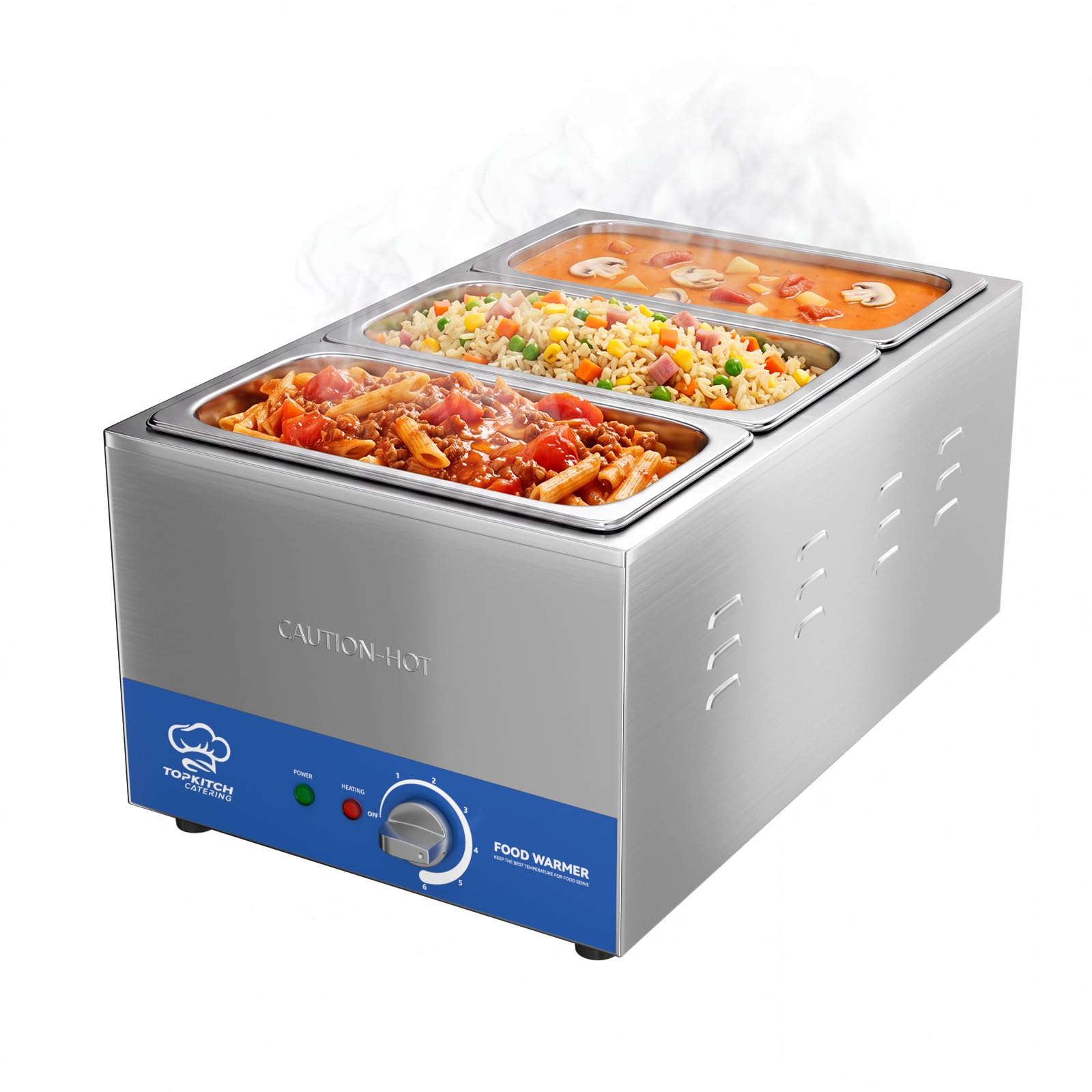 Photo 1 of TOPKITCH ETL Listed 3-Pan 18L Commercial Food Warmer with Non-Leakage Stretch-Forming Water Tank &3 of 1/3 Size GN Pan,Countertop Soup Station Bain Marie Steam Table For Buffet,Parties and Restaurants