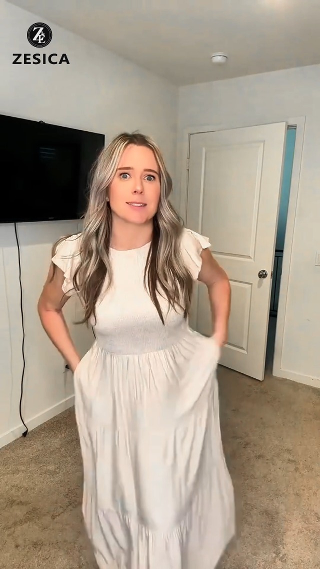 ZESICA Women's 2025 Summer Casual Flutter Short Sleeve Crew Neck