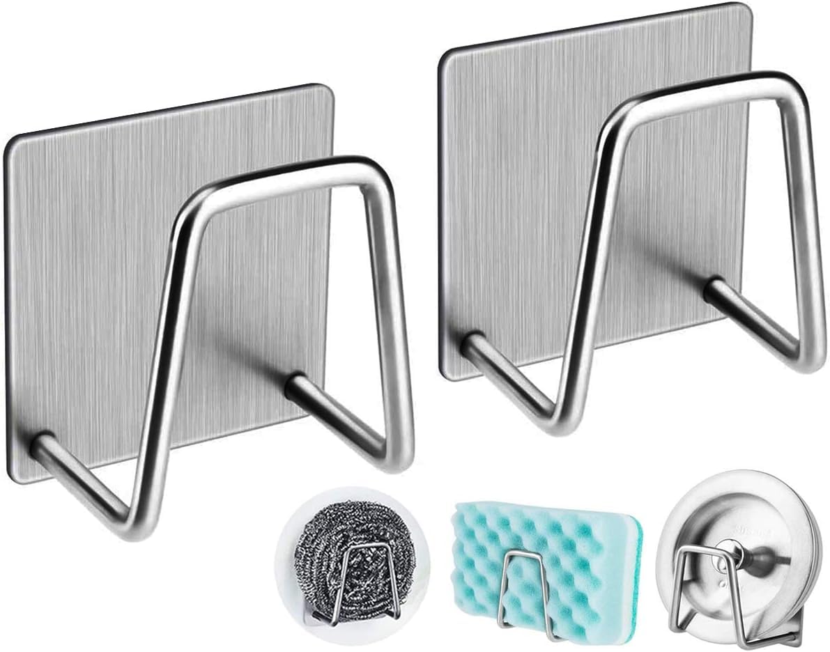 Wrixty Adhesive Sponge Holder for Kitchen Sink, Stainless Steel Scrubber Hanger Caddy Accessories Storage Rack Stand for Scratch Scrub Dishcloth Dishrag Wool Exfoliate Strainer Stopped (B0CSBLRYTX) Amazon Price History, Amazon Price Tracker