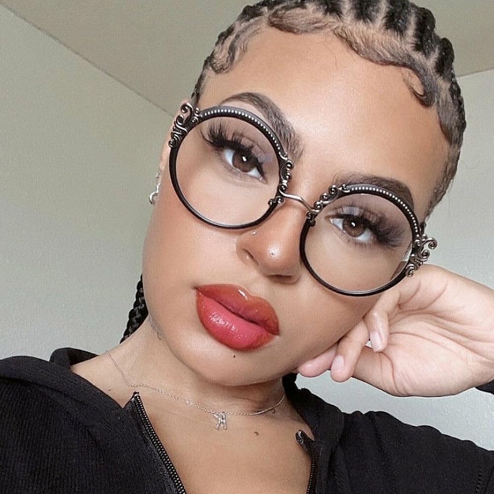 Retro Lesebrille Damen, Klassische Round Lesebrillen, Blaulichtfilter Reading Glasses Anti-Blaulicht Lesehilfe Stylische Metallbrille für Damen