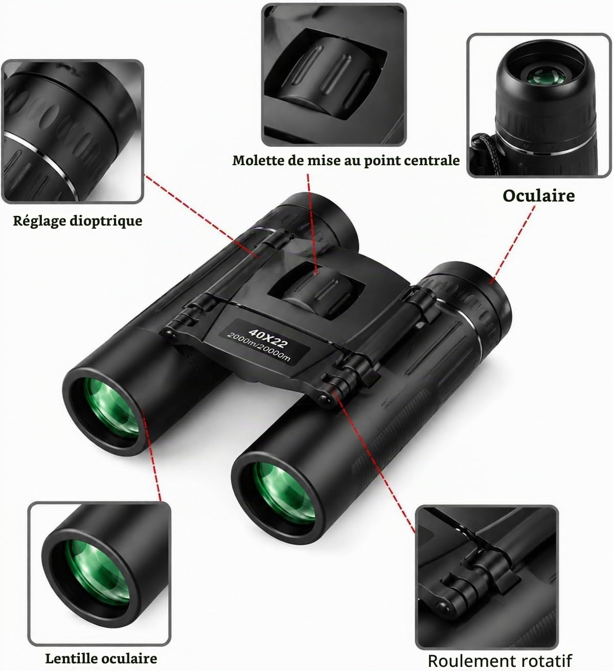 40x22 HD Jumelles Puissant 2000M Longue portée Pliable Mini BAK4 FMC | 40x22 HD Jumelles puissant 2000M longue portée pliable Mini BAK4 FMC Qualité fiable et utilisation pratique au quotidien.