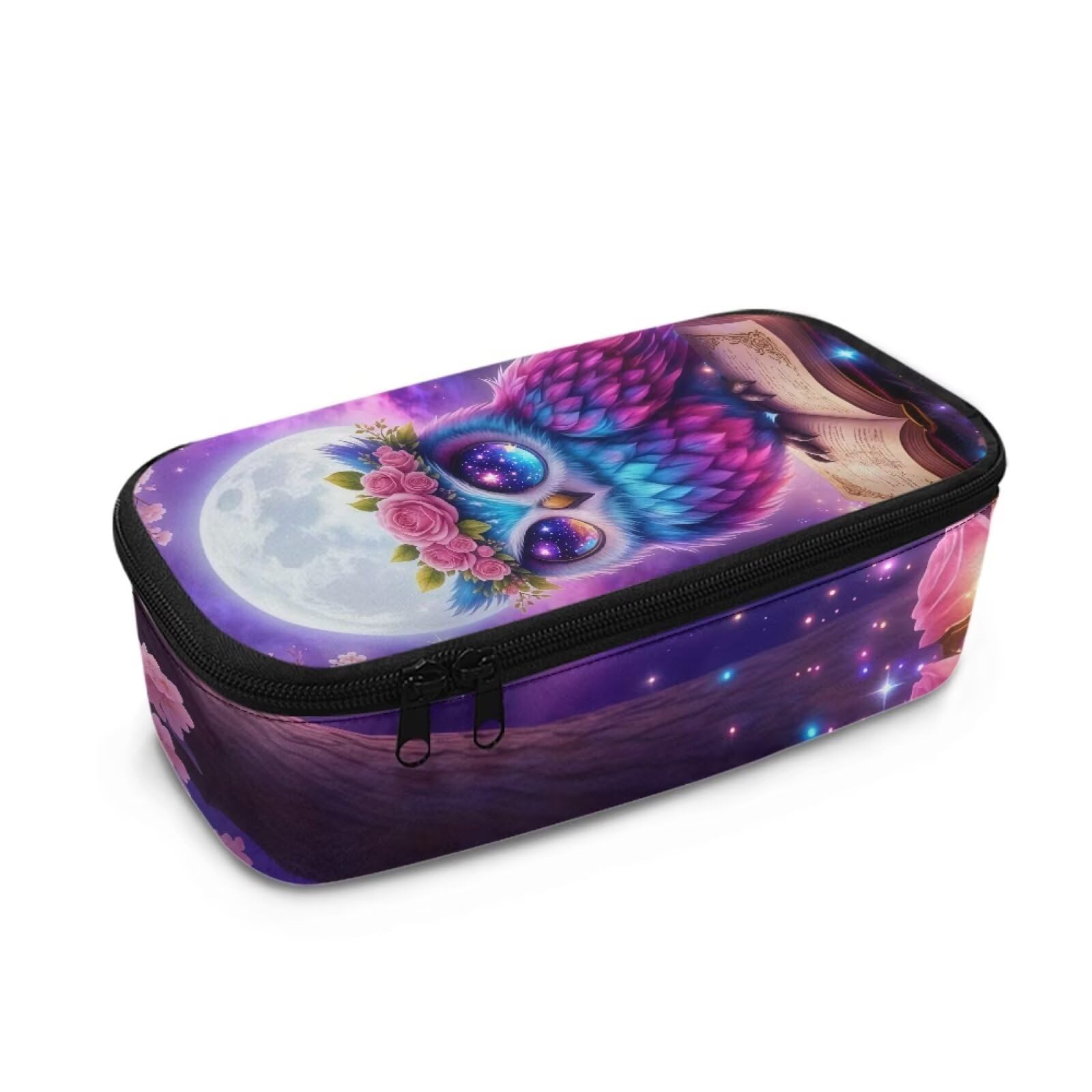 Dngkaoje Animal Owl Pencil Box for Toddler Girls Big Capacity Storage Pencil Pouch Stationary Bags Portable Cute Owl Print Pen Holder Box Organizer for Little Girls Primary School Supplies