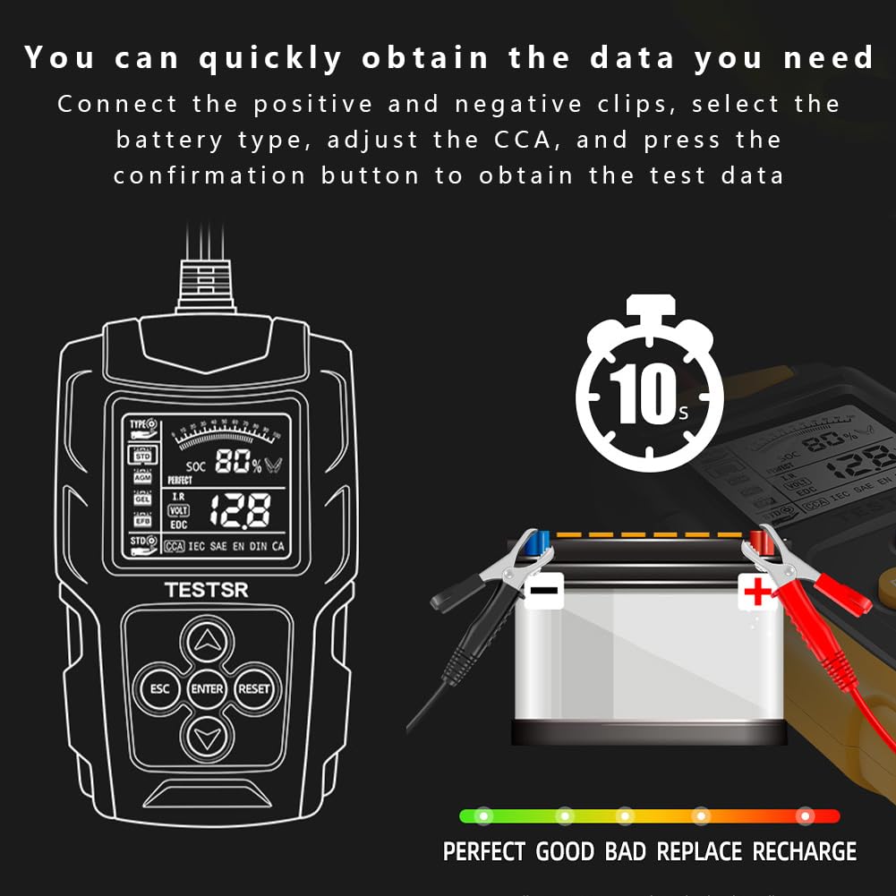 Tester Batteria Auto per Audi RS4 RS5 RS Q8 E-Tron F3, Portatile Batteria Tester Resistenza Interna Compatto e Facile da Usare per Automobilistiche