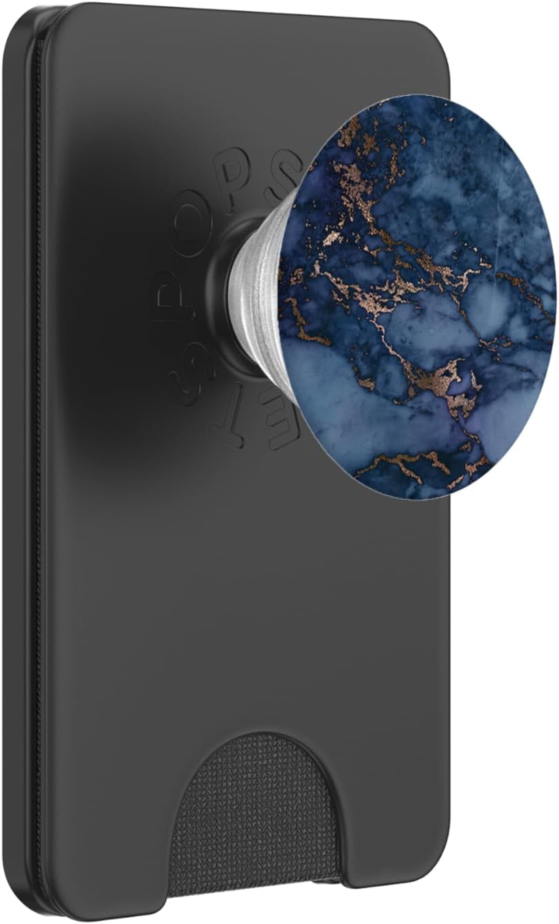 Elegant Dark Jewel Tone Navy & Copper Marble Pattern PopSockets PopWallet for MagSafe