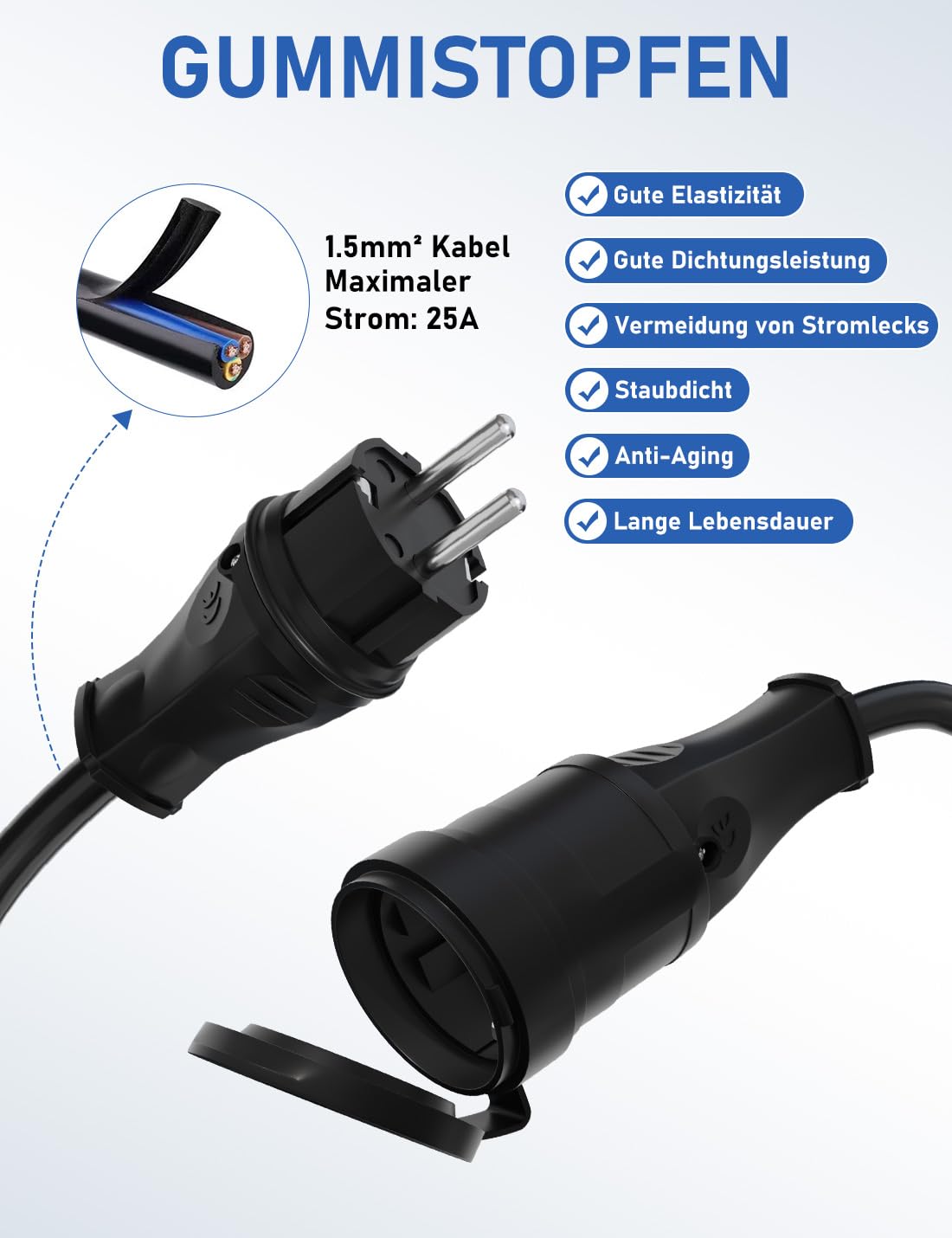 DIHOOL Mobiler Digitaler Stromzähler Für Steckdose 80A 230V Mit Typ A fi ls Schutzschalter 16A und Schuko Stecker Ip65 Stromverbrauchsmesser