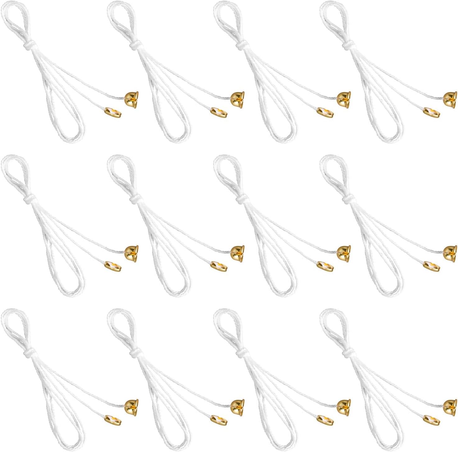 12pcs Pull Cord for Ceiling Switch, Premium Cotton And Iron Pull Chain Extension with Connectors Ceiling Fan Chain Extenders Suitable for Ceiling Fan Lamp Bulbs(White, Gold) White , Gold