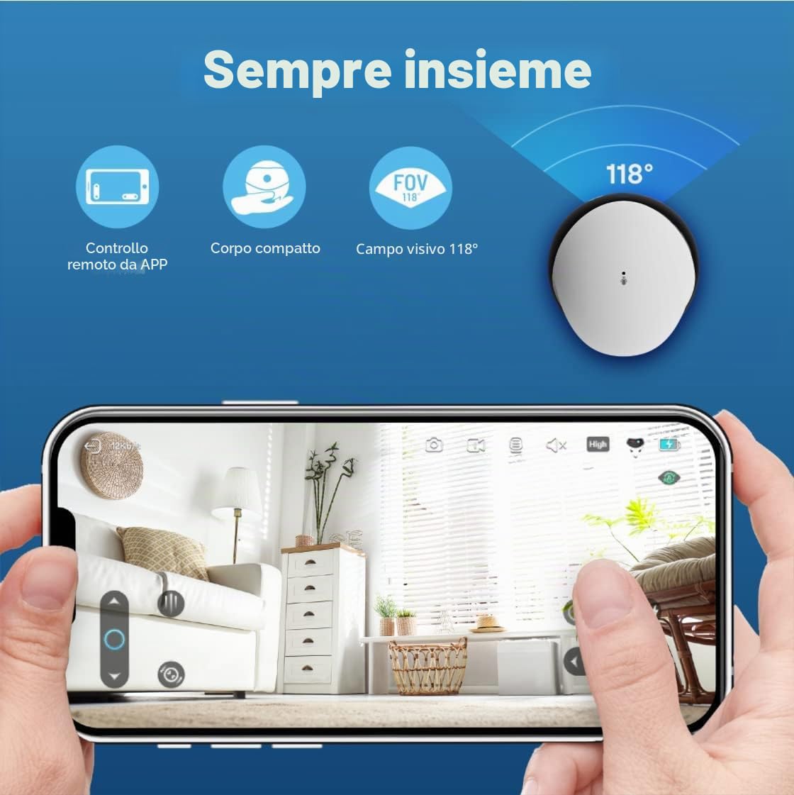 Enabot - Telecamera di sorveglianza senza fili per interni, 1080P, fotocamera a cupola mobile, con audio a 2 vie, visione notturna IR, crociera automatica, accesso remoto, slot per schede SD