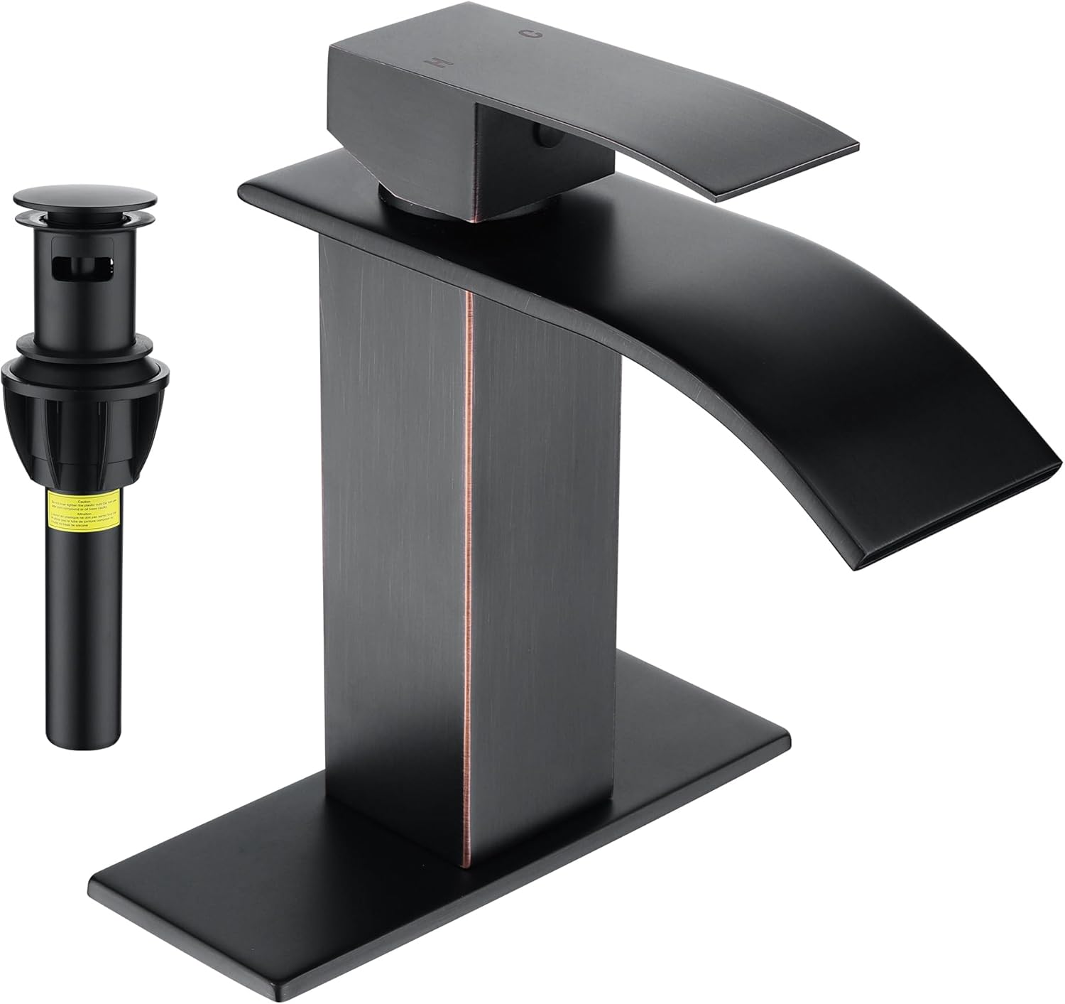 Fransiton Black Waterfall Bathroom Faucet Lavatory Single Handle 1 or 3 ...