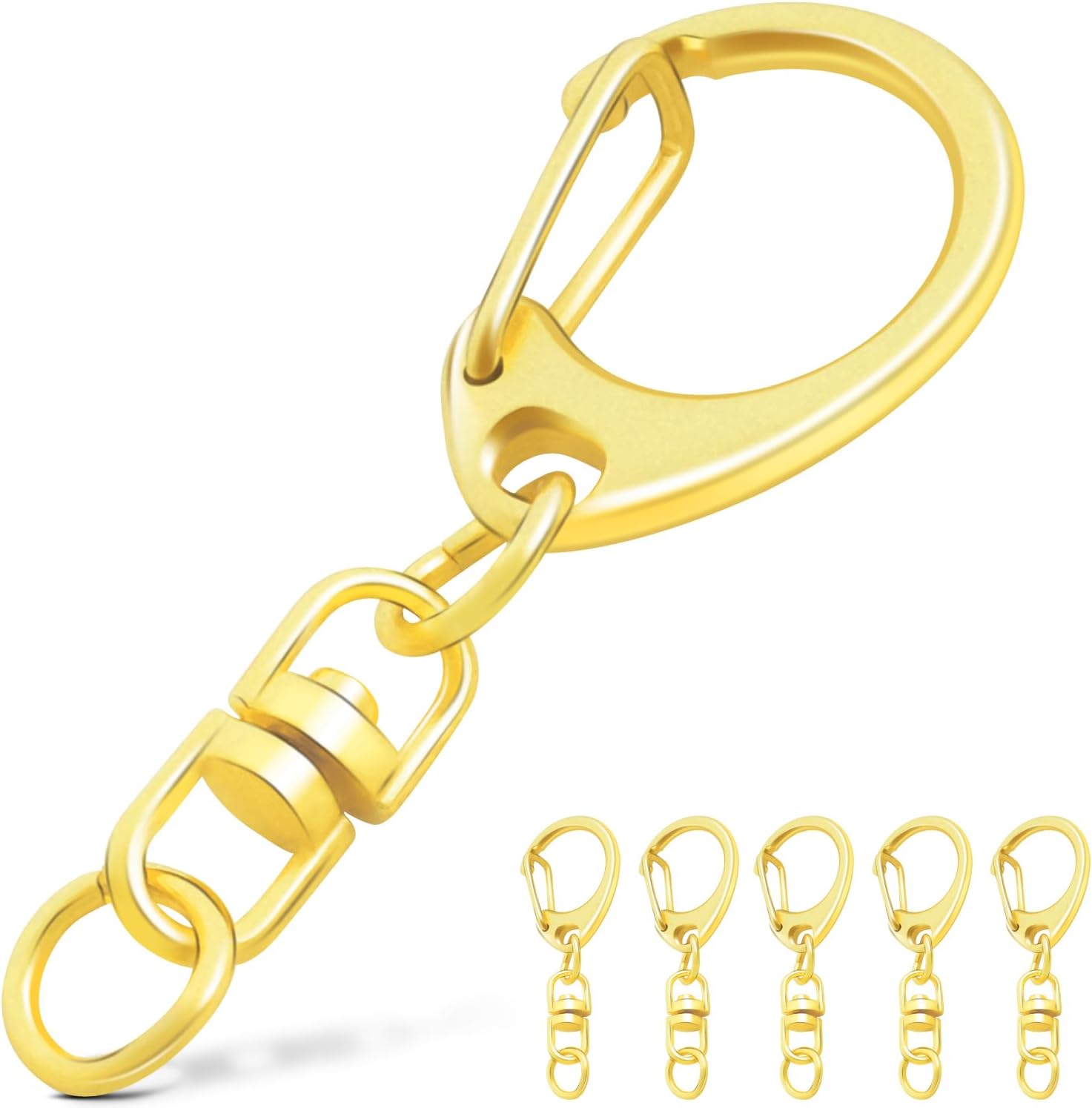 25 Pack Lobster Claw Clasps Keychain Kit, Silver Keychain Clip with Swivel Snap Hooks, Bulk Key Chain Clasps for Crafts DIY Making