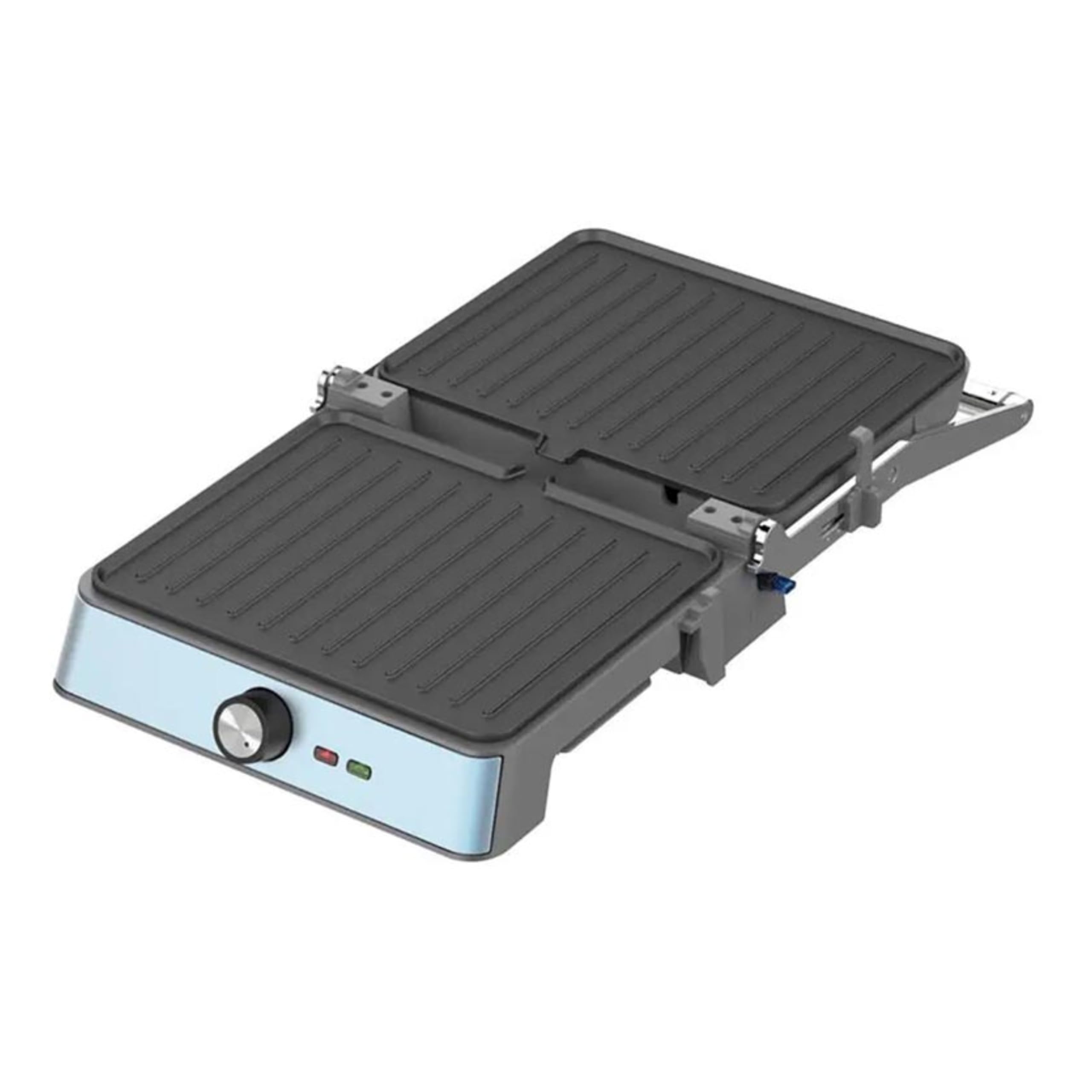 Westinghouse Grill kontaktowy w stylu retro – 29 x 24 cm – 180° do dwustronnego grillowania – 2200 W – toster – regulowana regulacja temperatury – grill panini – żelazko toster – niebieski