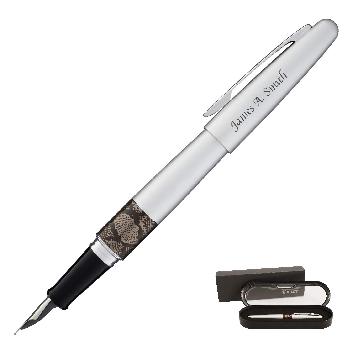 Engraved/Personalized Pilot Metropolitan Animal Collection 'Silver Python' Fountain Pen Medium Nib - Custom Engraving 91140
