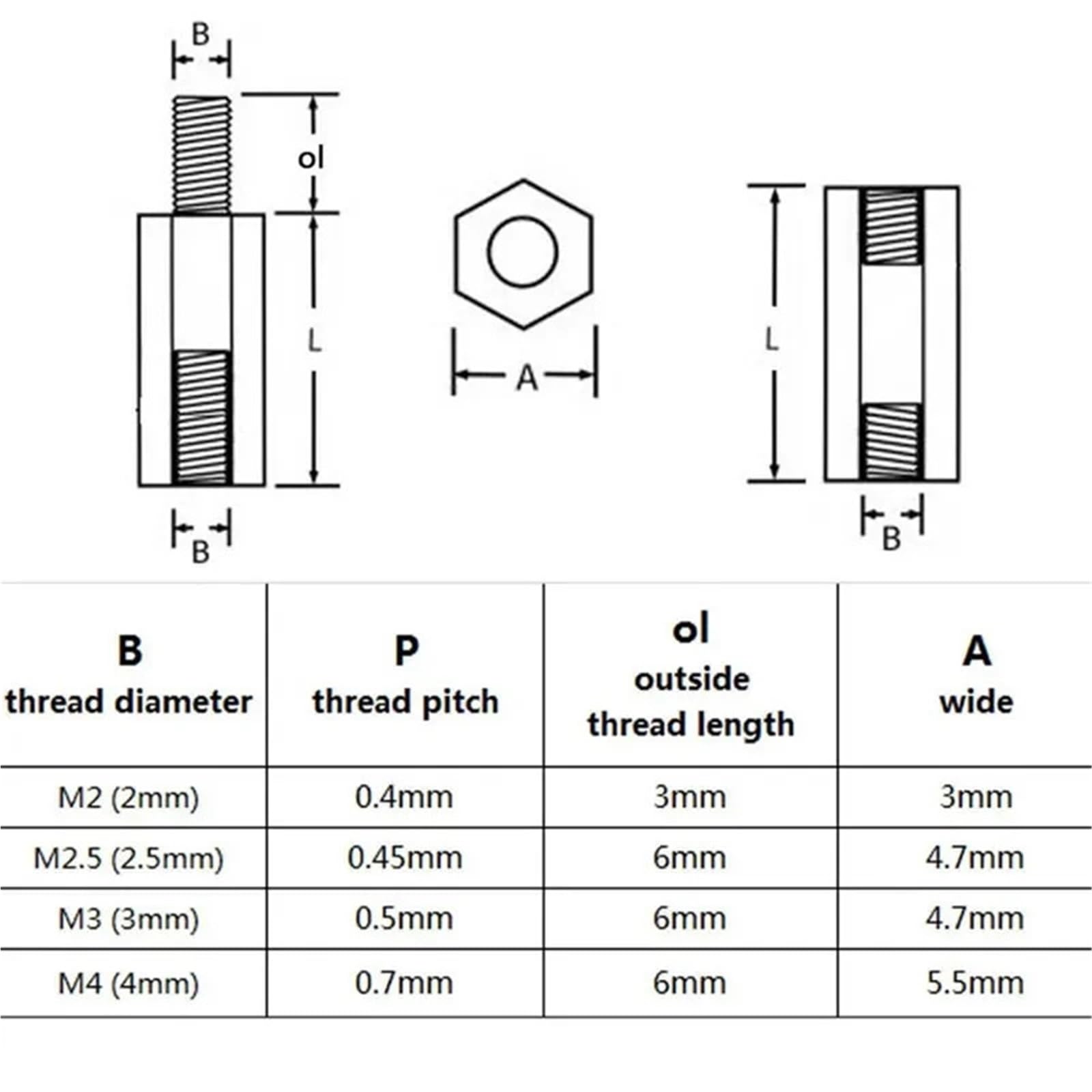 Sechskant Messing männlich weiblich Abstandshalter Board Rack Bolzen Sechskantgewinde Säule PCB Säule Motherboard Abstandsbolzen Schrauben(50mm)